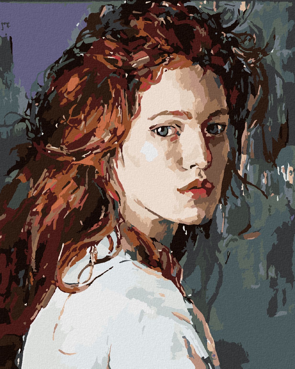 zuty Malování podle čísel - MALOVANÁ ŽENA SE ZRZAVÝMI VLASY - Rozměr: 40x50 cm, Rámování: Varianta: bez rámu a bez vypnutí plátna - obrázek 1