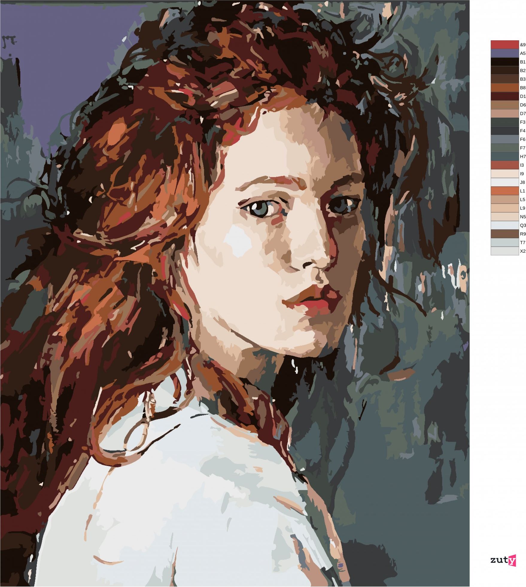 zuty Malování podle čísel - MALOVANÁ ŽENA SE ZRZAVÝMI VLASY - Rozměr: 40x50 cm, Rámování: Varianta: vypnuté plátno na rám - obrázek 9