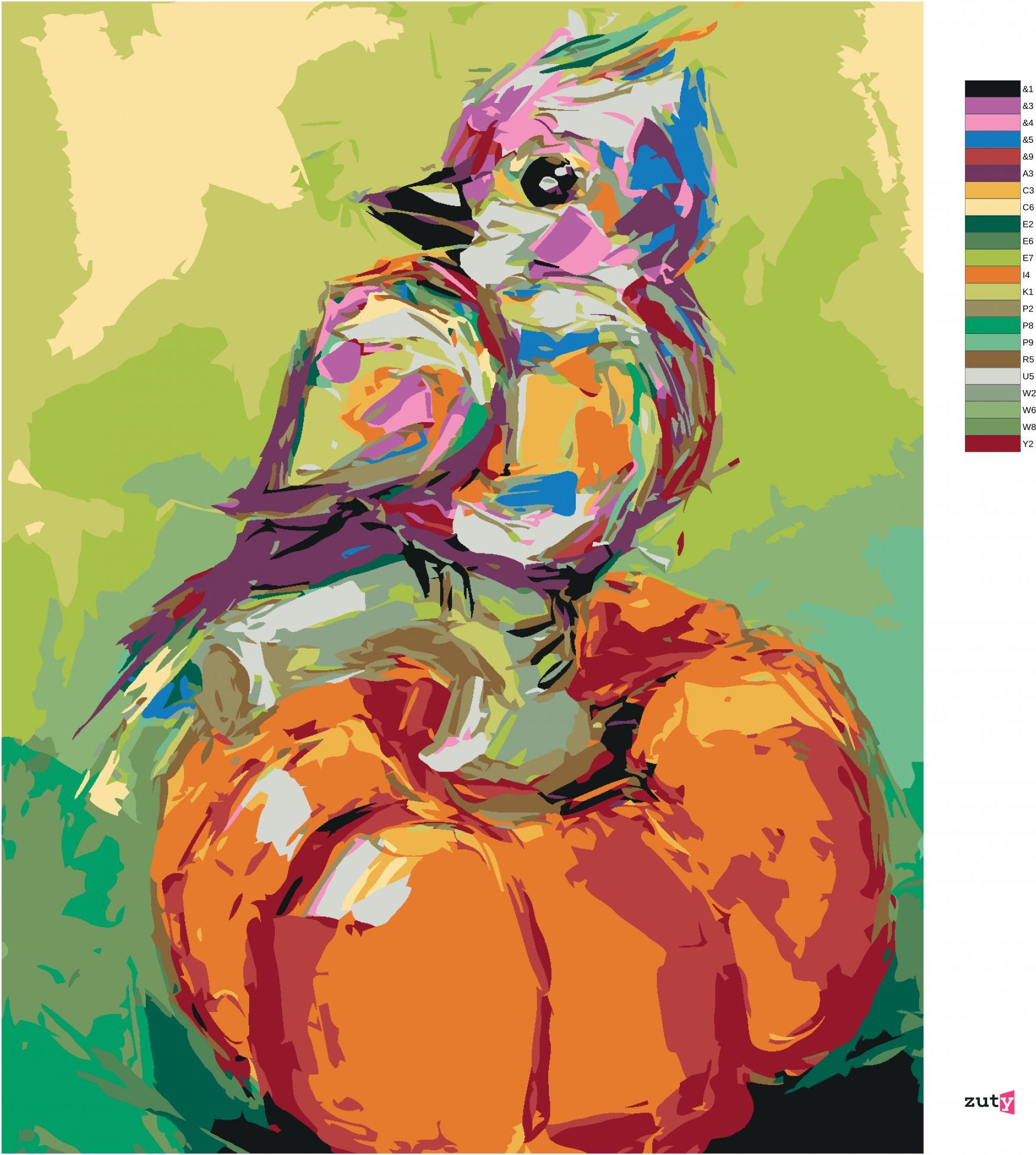 zuty Malování podle čísel - BAREVNÝ PTÁK NA DÝNI - Rozměr: 40x50 cm, Rámování: Varianta: bez rámu a bez vypnutí plátna - obrázek 8