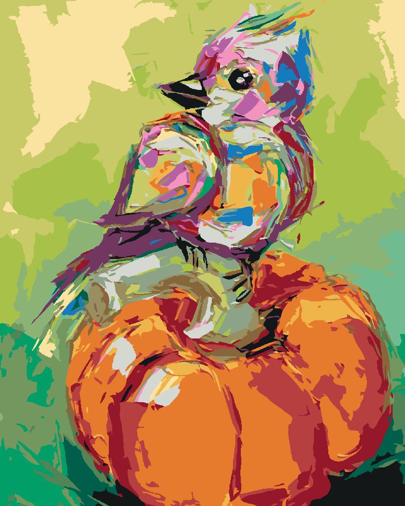 zuty Malování podle čísel - BAREVNÝ PTÁK NA DÝNI - Rozměr: 40x50 cm, Rámování: Varianta: vypnuté plátno na rám - obrázek 2