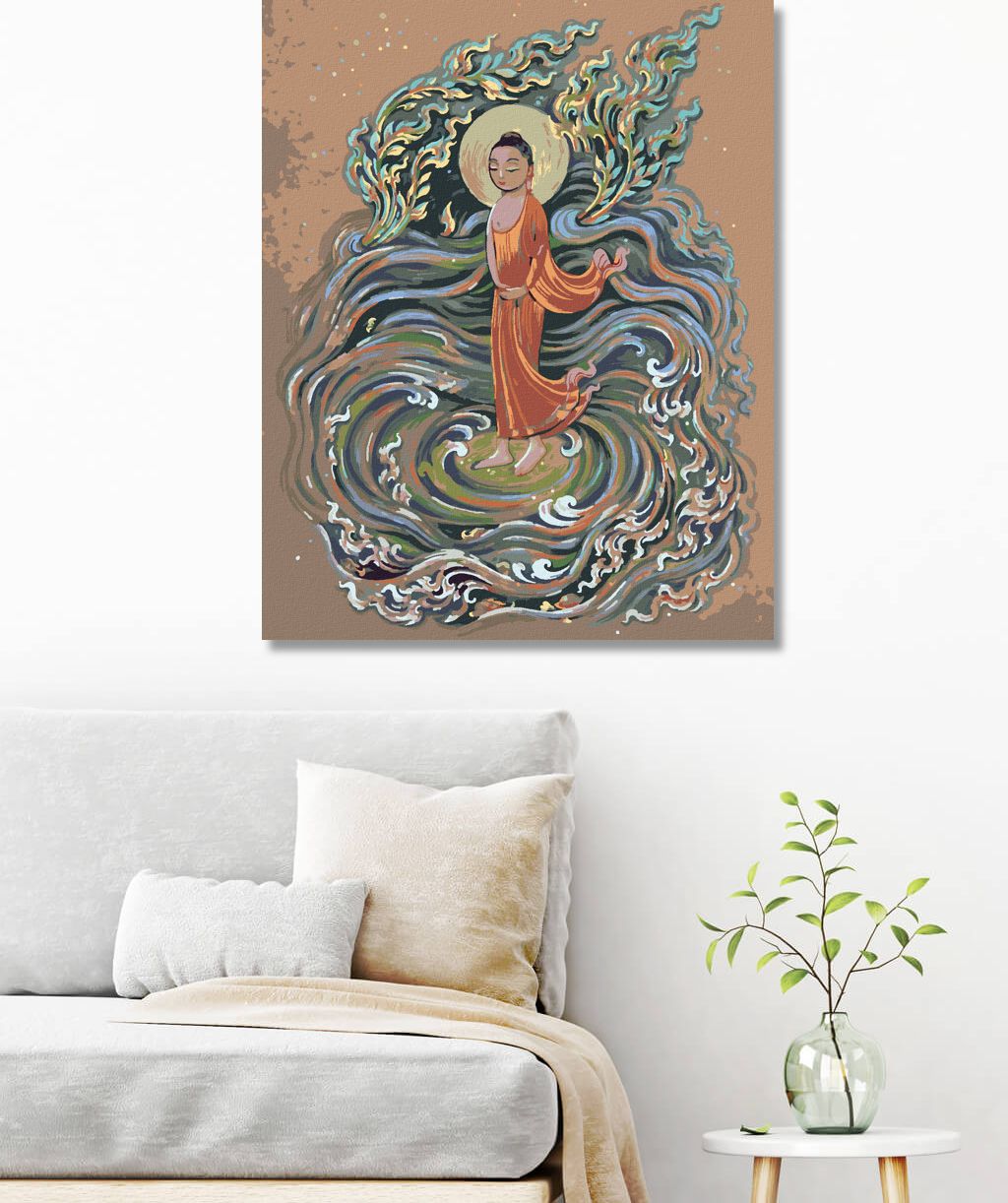 zuty Malování podle čísel - BUDDHA VE VLNÁCH - Rozměr: 40x50 cm, Rámování: Varianta: vypnuté plátno na rám - obrázek 6