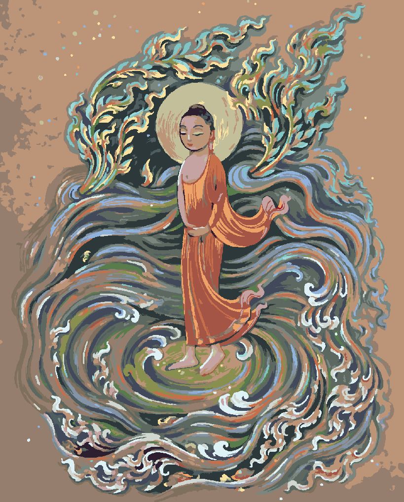 zuty Malování podle čísel - BUDDHA VE VLNÁCH - Rozměr: 40x50 cm, Rámování: Varianta: vypnuté plátno na rám - obrázek 7