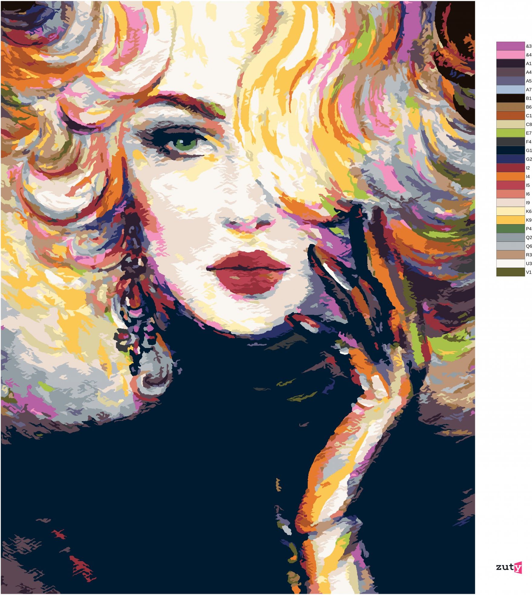 zuty Malování podle čísel - TAJEMNÁ ŽENA V BARVÁCH - Rozměr: 40x50 cm, Rámování: Varianta: vypnuté plátno na rám - obrázek 9