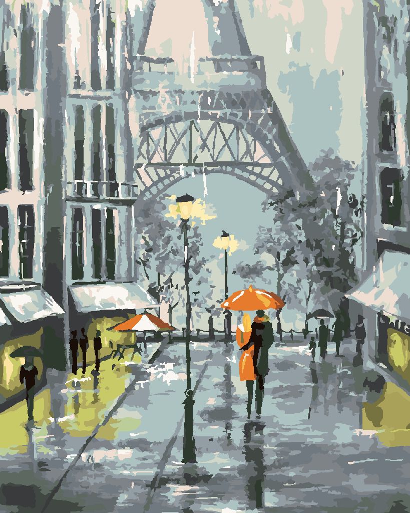 zuty Malování podle čísel - PAŘÍŽ A PROCHÁZEJÍCÍ SE PÁR - Rozměr: 40x50 cm, Rámování: Varianta: bez rámu a bez vypnutí plátna - obrázek 5