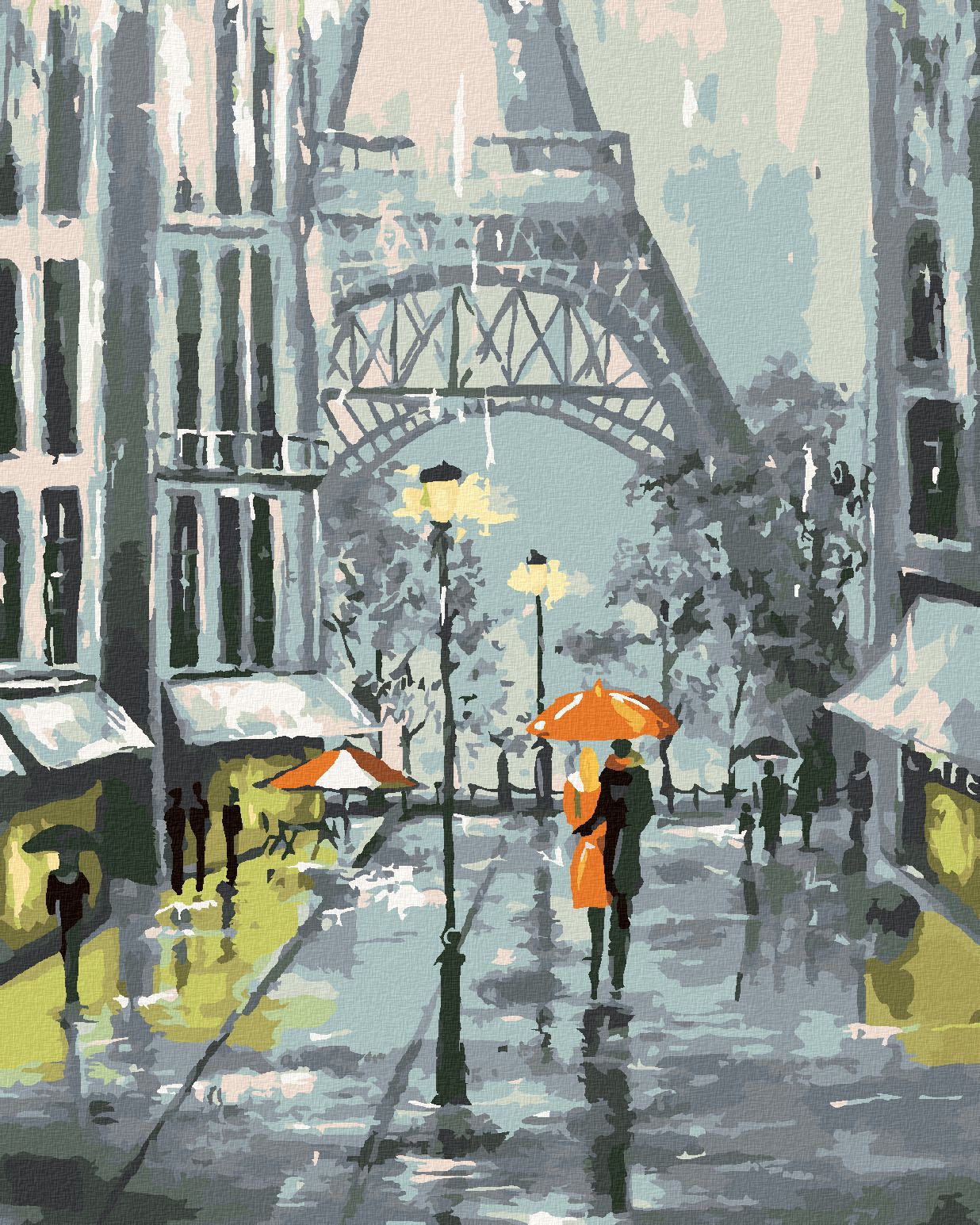 zuty Malování podle čísel - PAŘÍŽ A PROCHÁZEJÍCÍ SE PÁR - Rozměr: 40x50 cm, Rámování: Varianta: vypnuté plátno na rám - obrázek 1