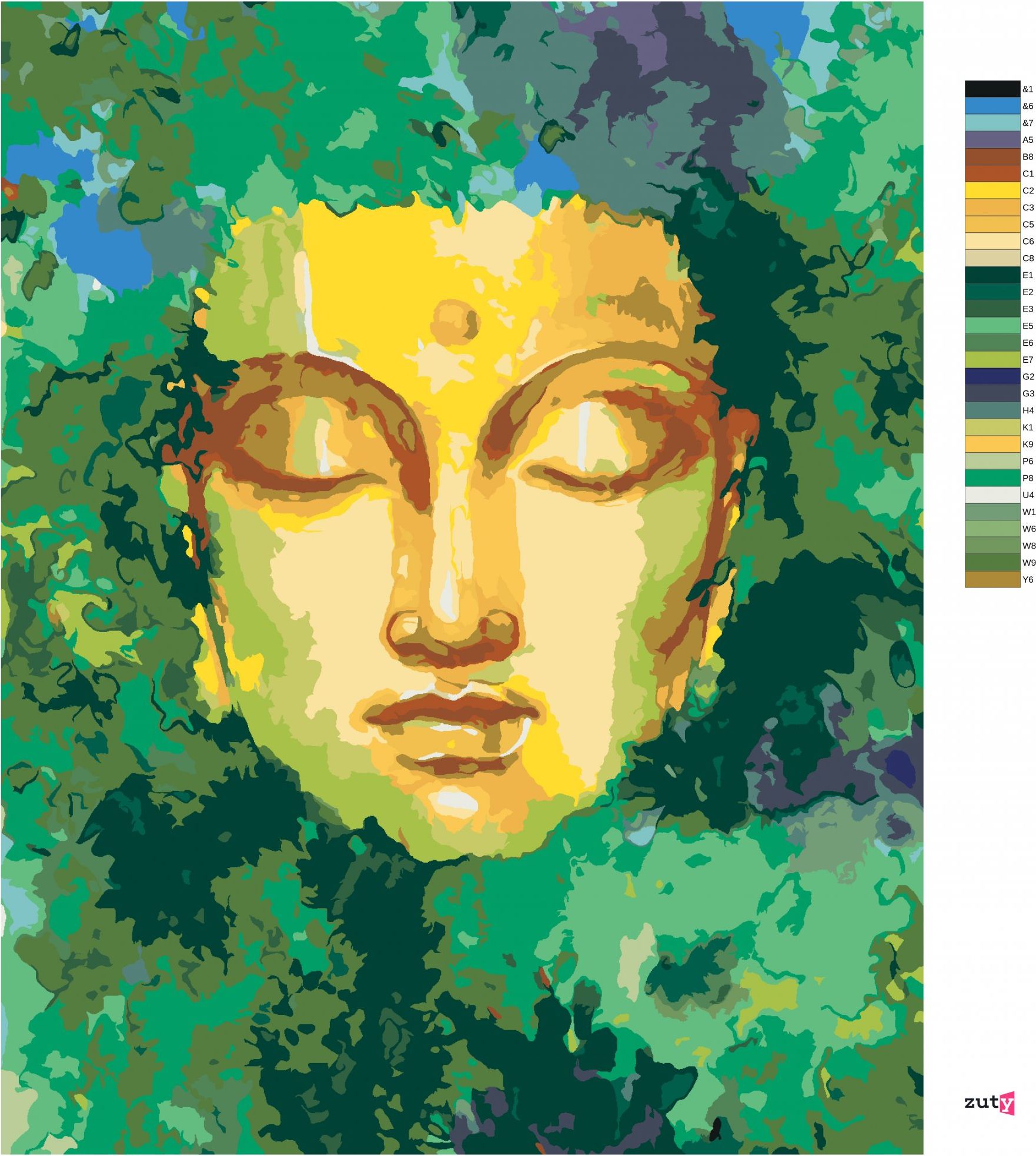 zuty Malování podle čísel - BUDDHA A PŘÍRODA - Rozměr: 40x50 cm, Rámování: Varianta: vypnuté plátno na rám - obrázek 9