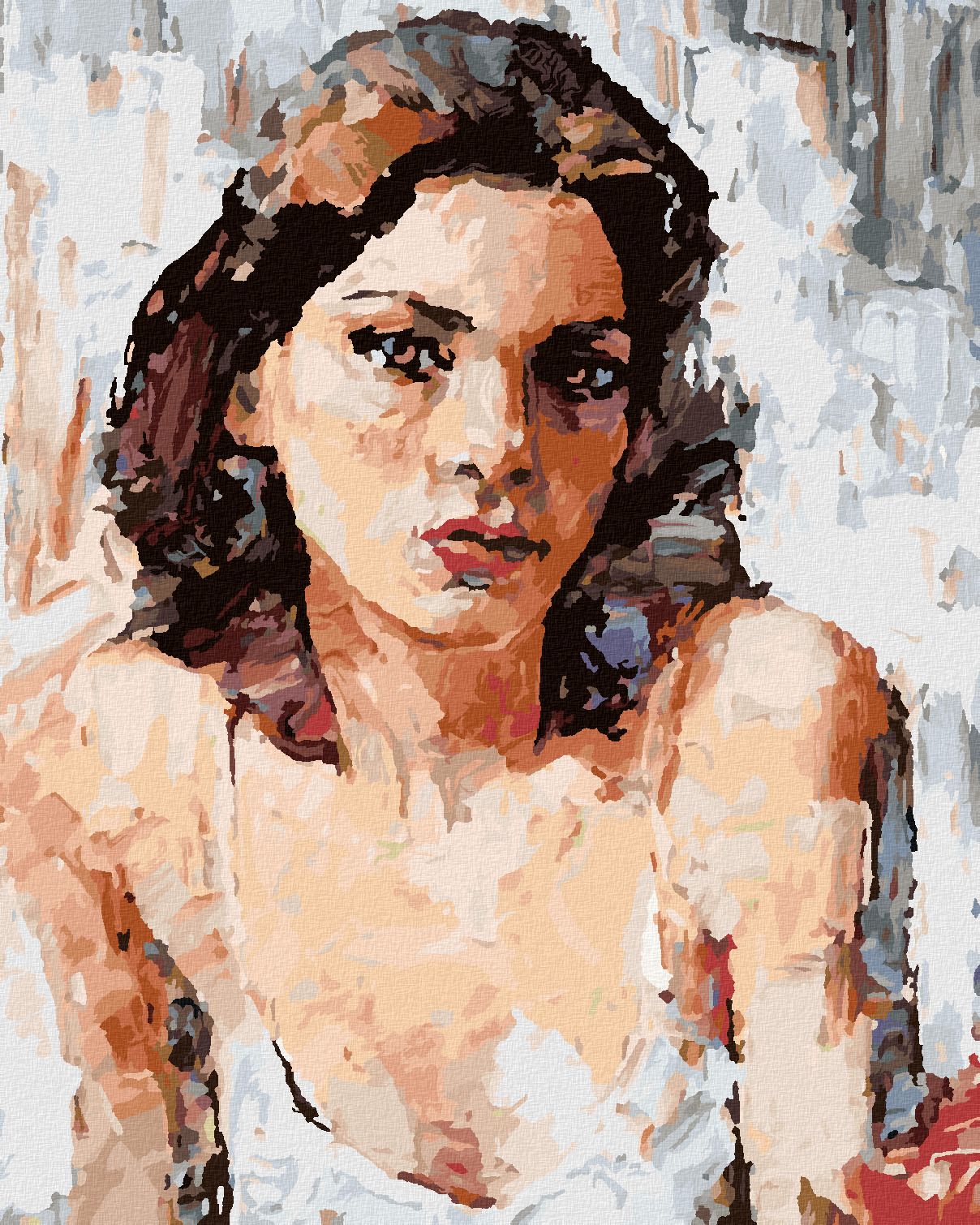 zuty Malování podle čísel - MALOVANÁ ŽENA PORTRÉT - Rozměr: 40x50 cm, Rámování: Varianta: bez rámu a bez vypnutí plátna - obrázek 1