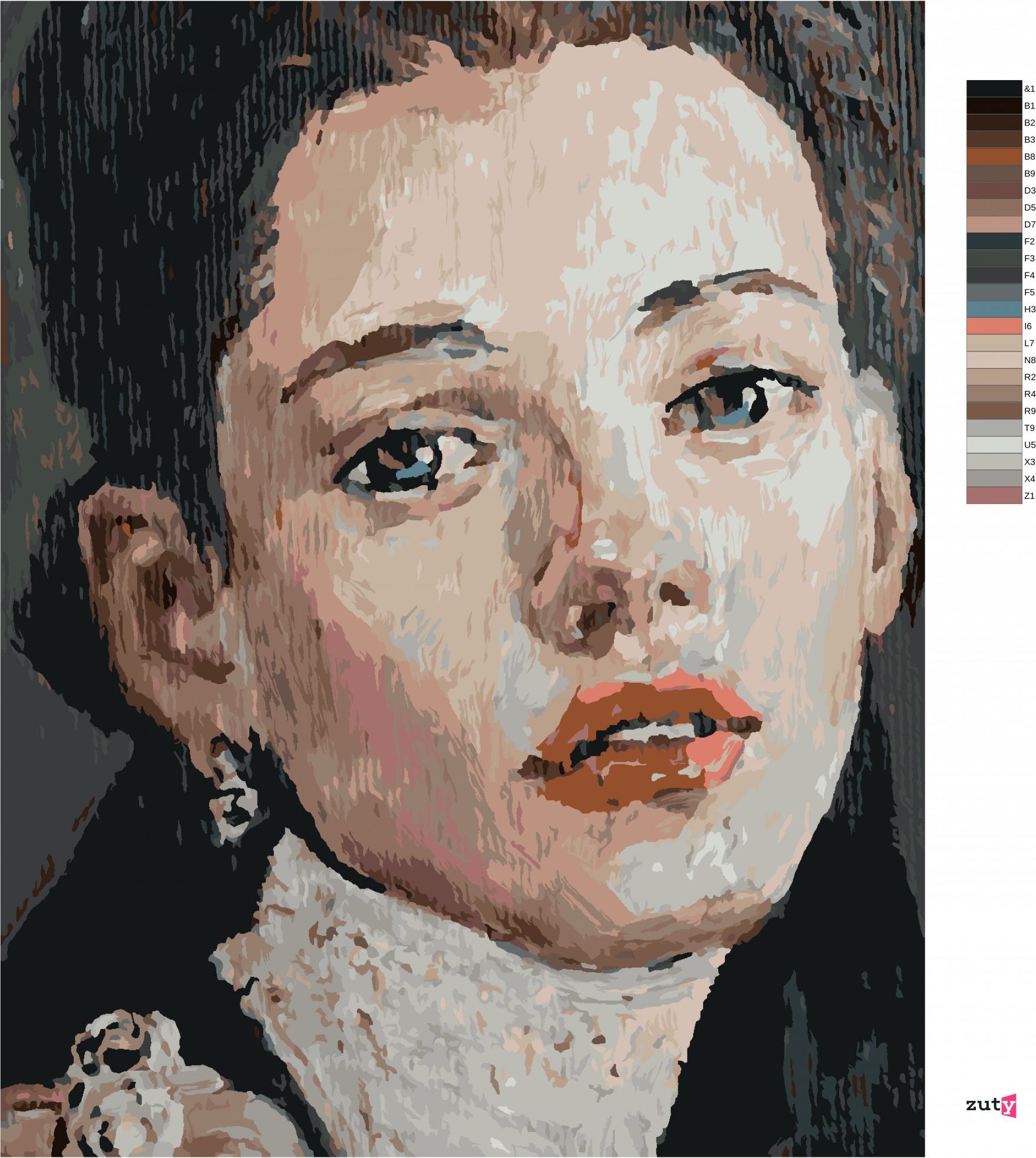 zuty Malování podle čísel - MALOVANÁ ŽENA S PRONIKAVÝMA OČIMA - Rozměr: 40x50 cm, Rámování: Varianta: vypnuté plátno na rám - obrázek 2