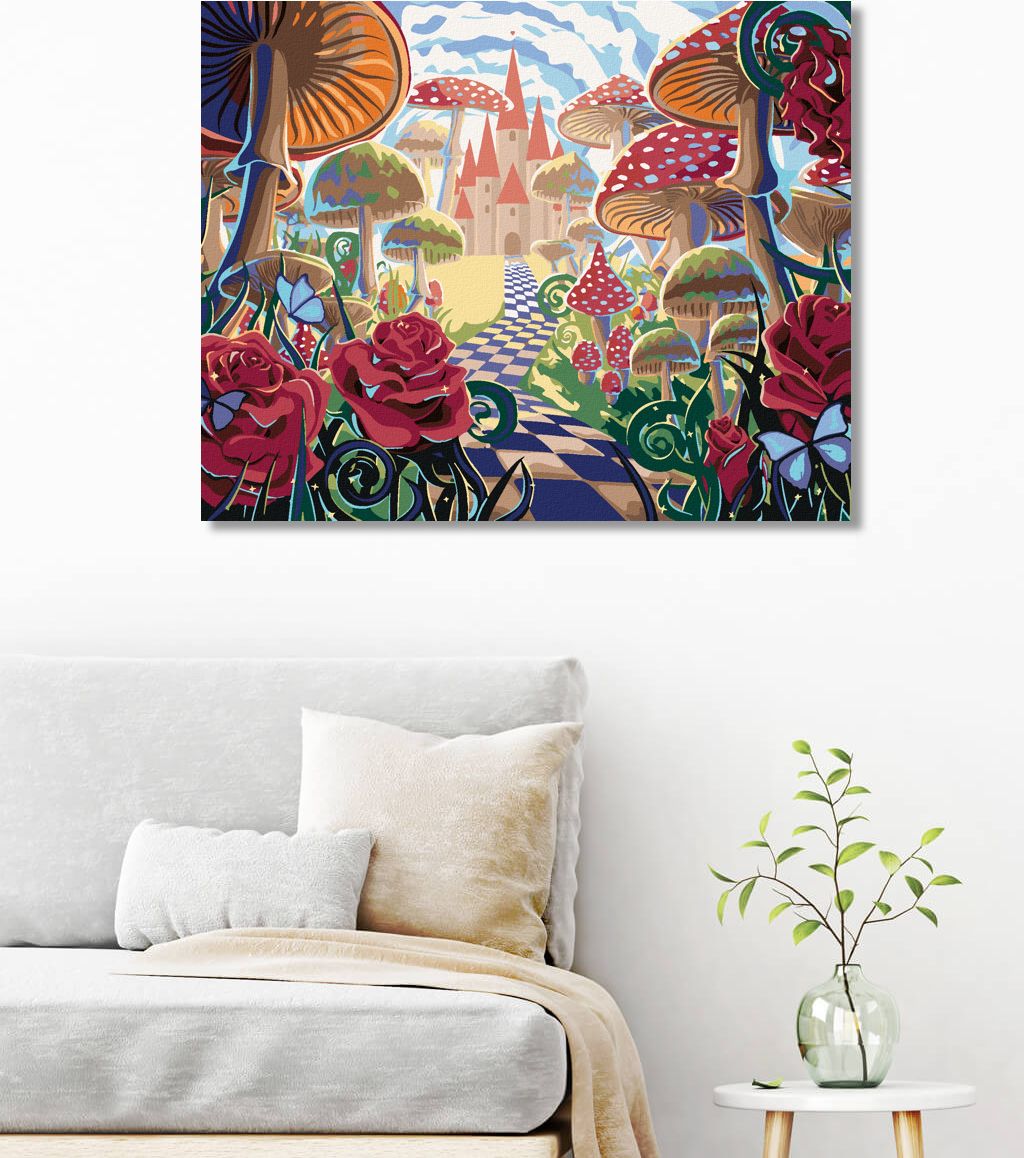 zuty Malování podle čísel - POHÁDKOVÁ KRAJINA SE ZÁMKEM - Rozměr: 40x50 cm, Rámování: Varianta: bez rámu a bez vypnutí plátna - obrázek 3
