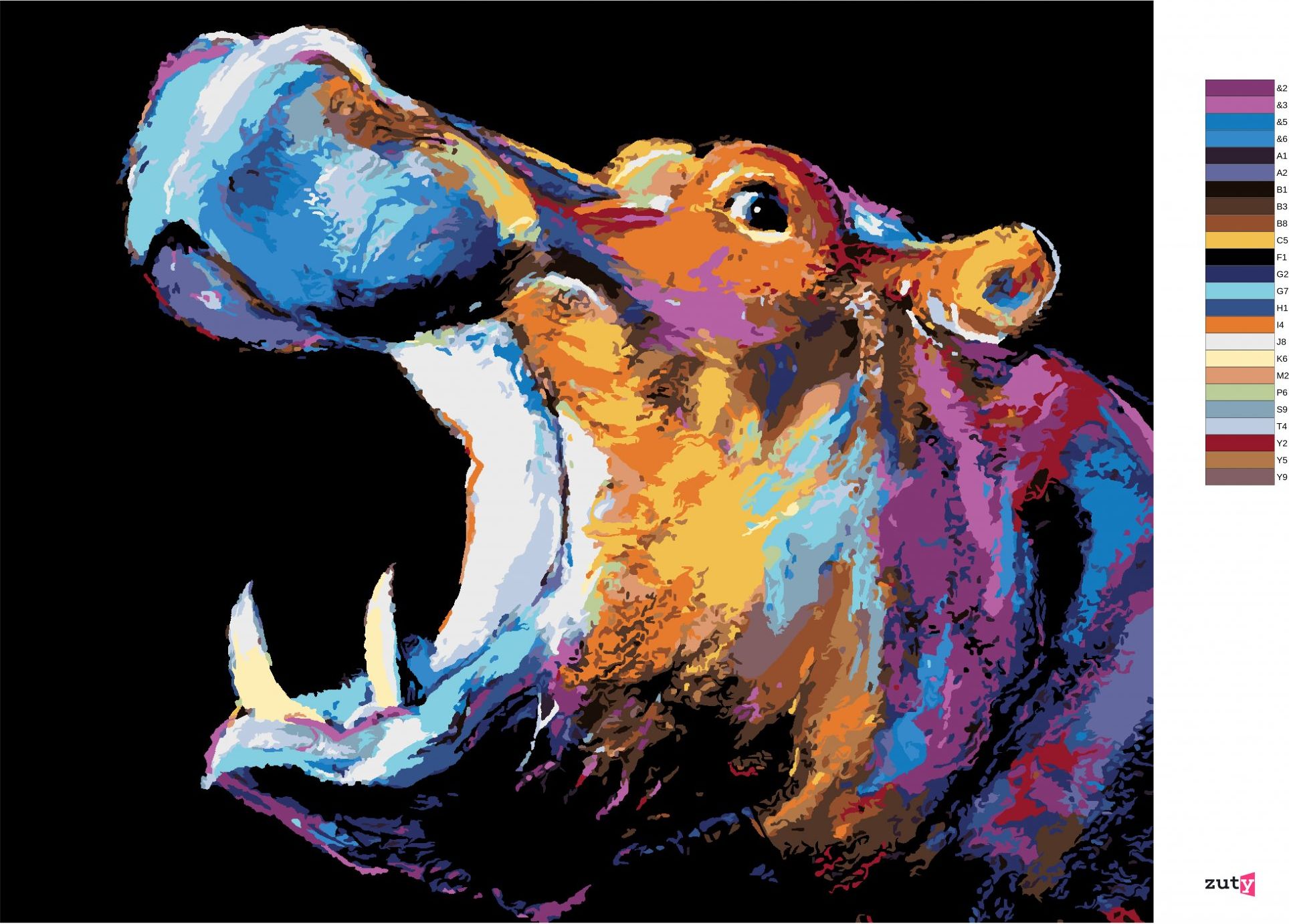 zuty Malování podle čísel - BAREVNÝ HROCH II - Rozměr: 40x50 cm, Rámování: Varianta: bez rámu a bez vypnutí plátna - obrázek 9