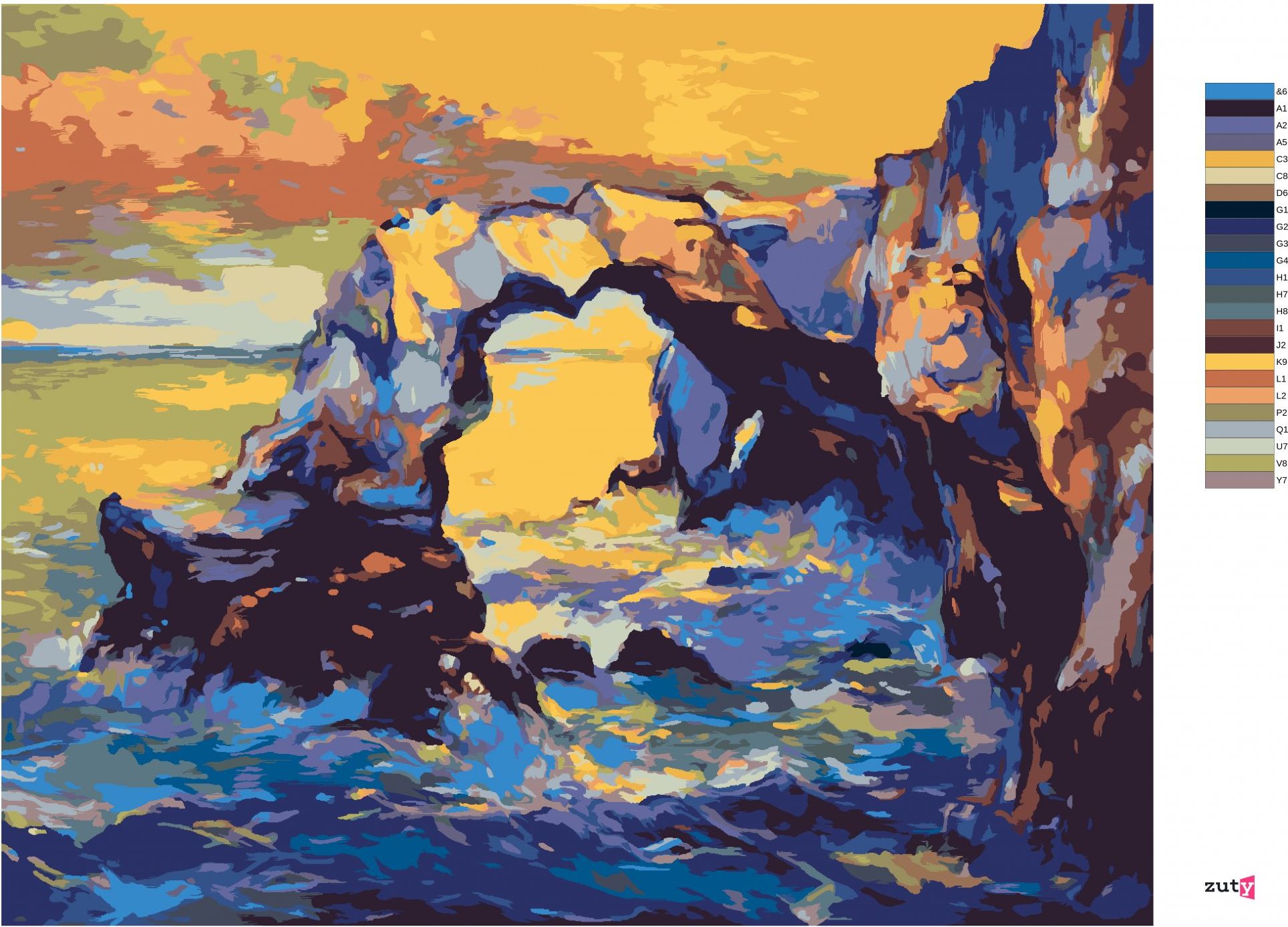 zuty Malování podle čísel - ÚTES NAD OCEÁNEM - Rozměr: 40x50 cm, Rámování: Varianta: vypnuté plátno na rám - obrázek 2
