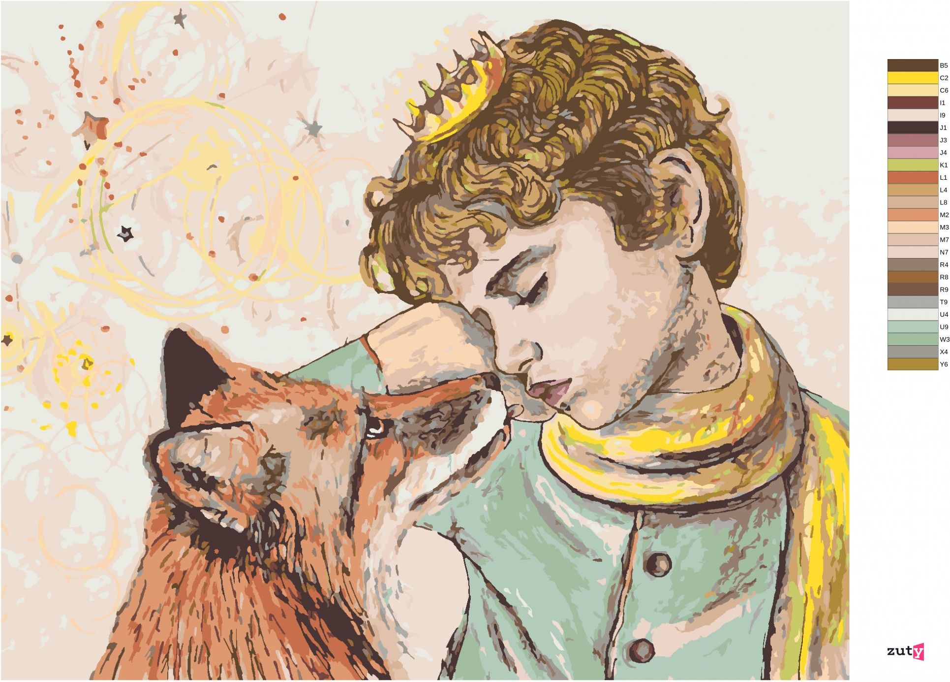 zuty Malování podle čísel - ZASNĚNÝ MALÝ PRINC A LIŠKA - Rozměr: 40x50 cm, Rámování: Varianta: vypnuté plátno na rám - obrázek 8