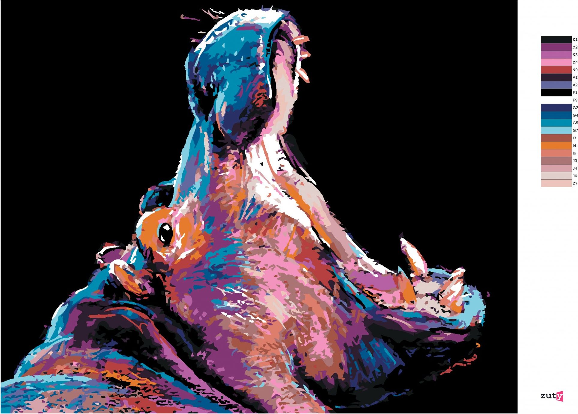 zuty Malování podle čísel - BAREVNÝ HROCH - Rozměr: 40x50 cm, Rámování: Varianta: vypnuté plátno na rám - obrázek 4
