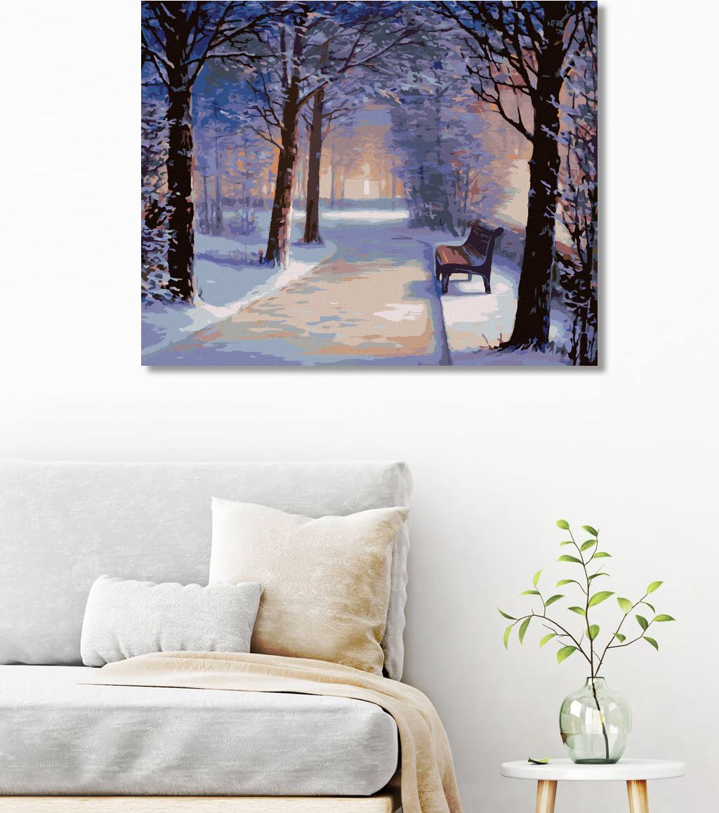 zuty Malování podle čísel - LAVIČKA V ZASNĚŽENÉM PARKU - Rozměr: 40x50 cm, Rámování: Varianta: vypnuté plátno na rám - obrázek 10