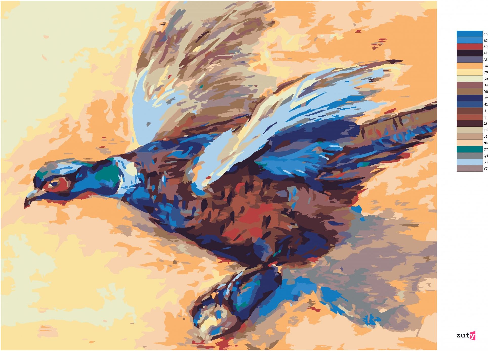 zuty Malování podle čísel - BAREVNÝ BAŽANT - Rozměr: 40x50 cm, Rámování: Varianta: vypnuté plátno na rám - obrázek 3