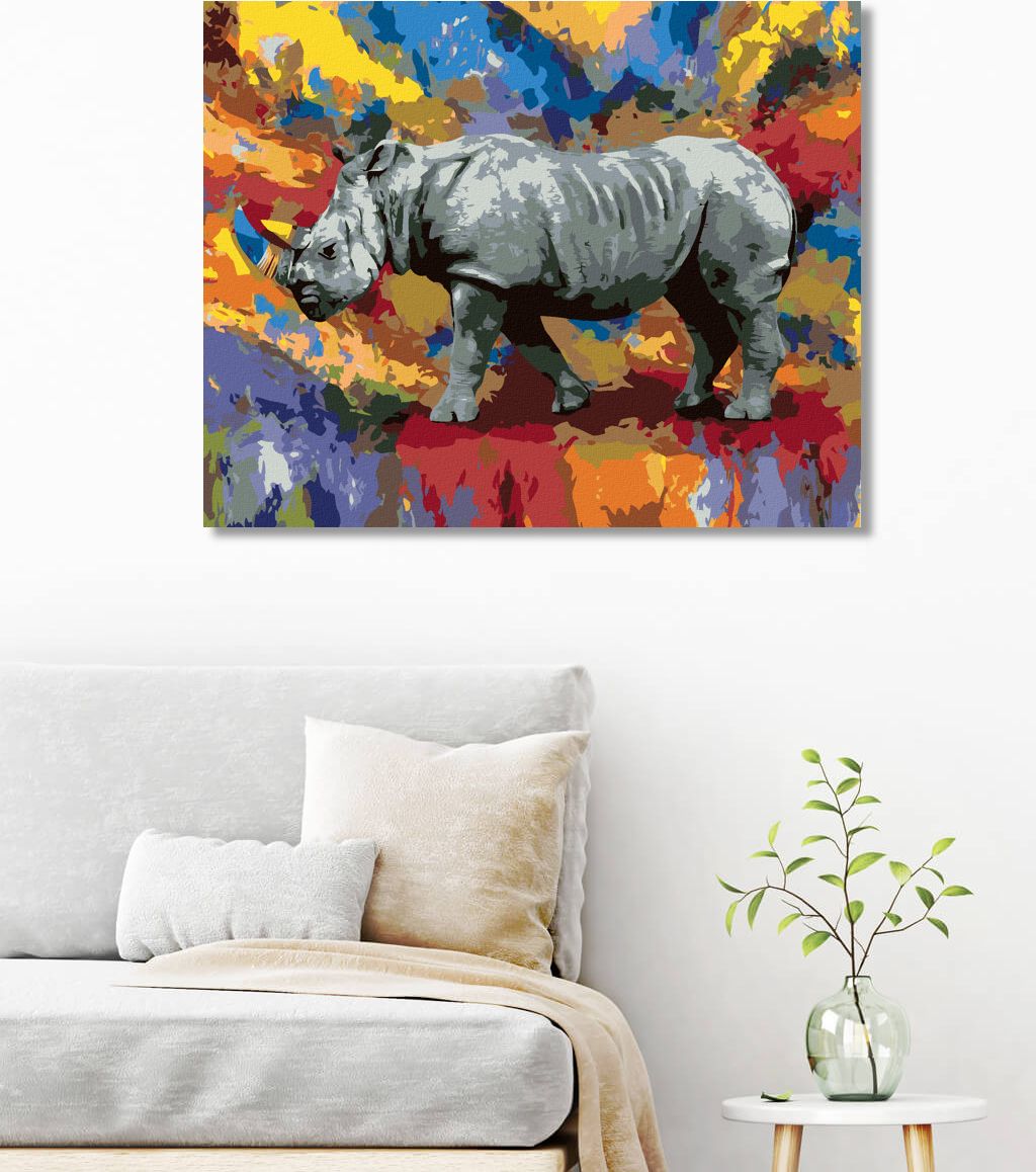 zuty Malování podle čísel - BAREVNÝ NOSOROŽEC - Rozměr: 40x50 cm, Rámování: Varianta: vypnuté plátno na rám - obrázek 5