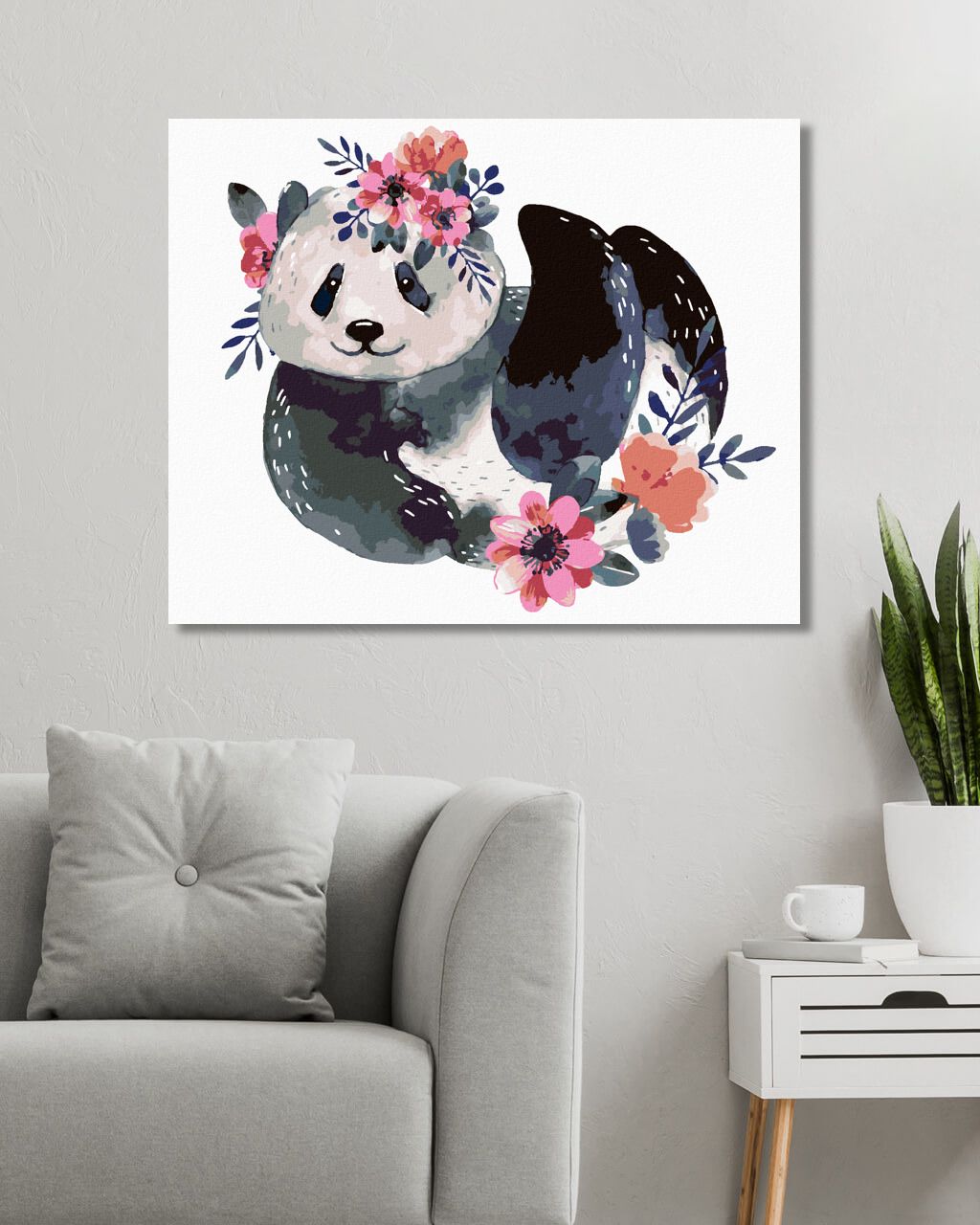zuty Malování podle čísel - PANDA S KVĚTINAMI - Rozměr: 40x50 cm, Rámování: Varianta: bez rámu a bez vypnutí plátna - obrázek 9