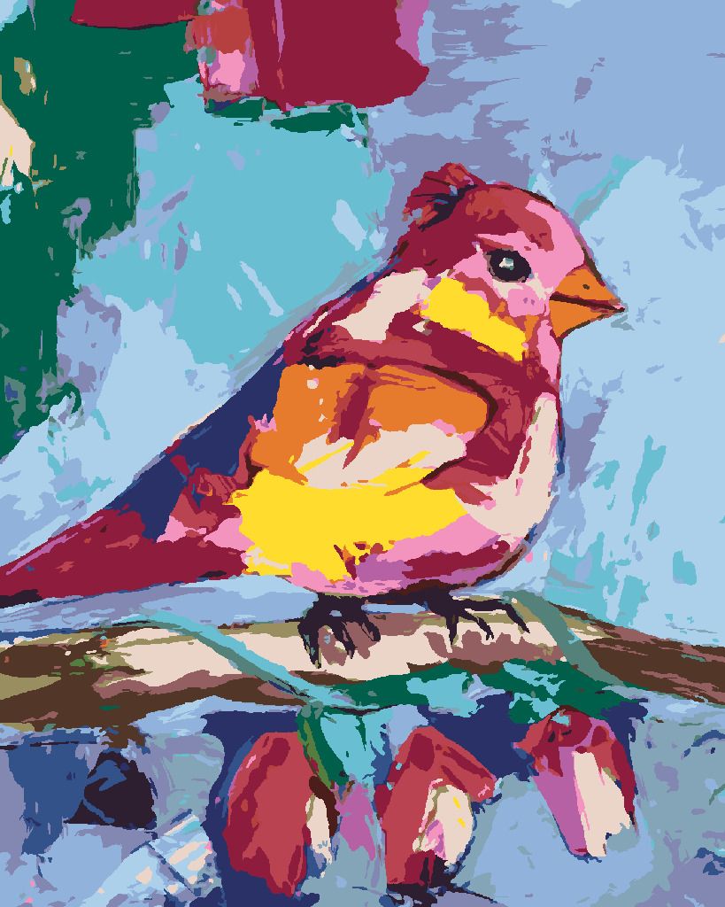 zuty Malování podle čísel - BAREVNÝ PTÁČEK NA VĚTVI - Rozměr: 40x50 cm, Rámování: Varianta: vypnuté plátno na rám - obrázek 4