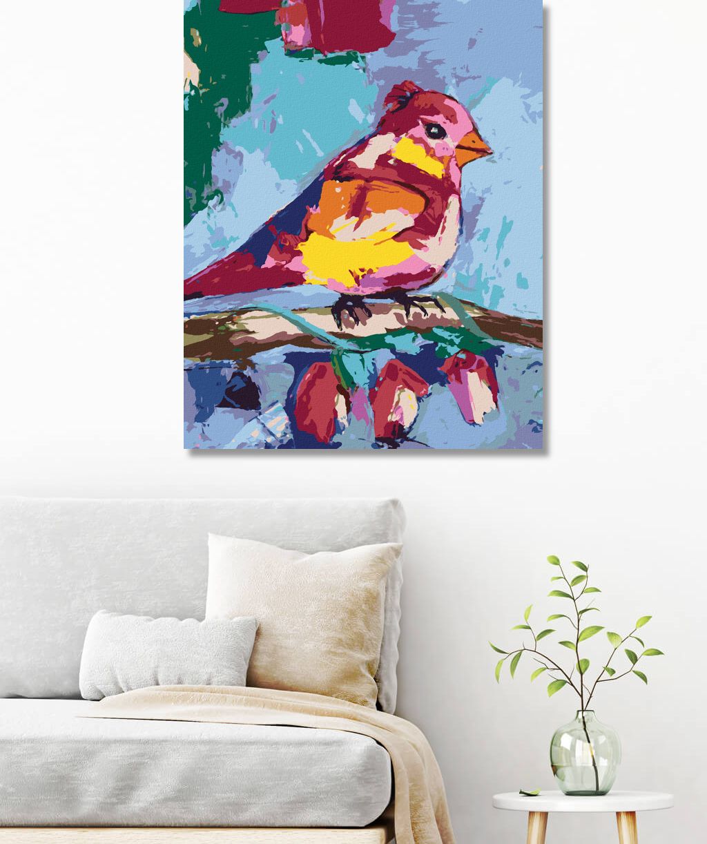zuty Malování podle čísel - BAREVNÝ PTÁČEK NA VĚTVI - Rozměr: 40x50 cm, Rámování: Varianta: vypnuté plátno na rám - obrázek 5