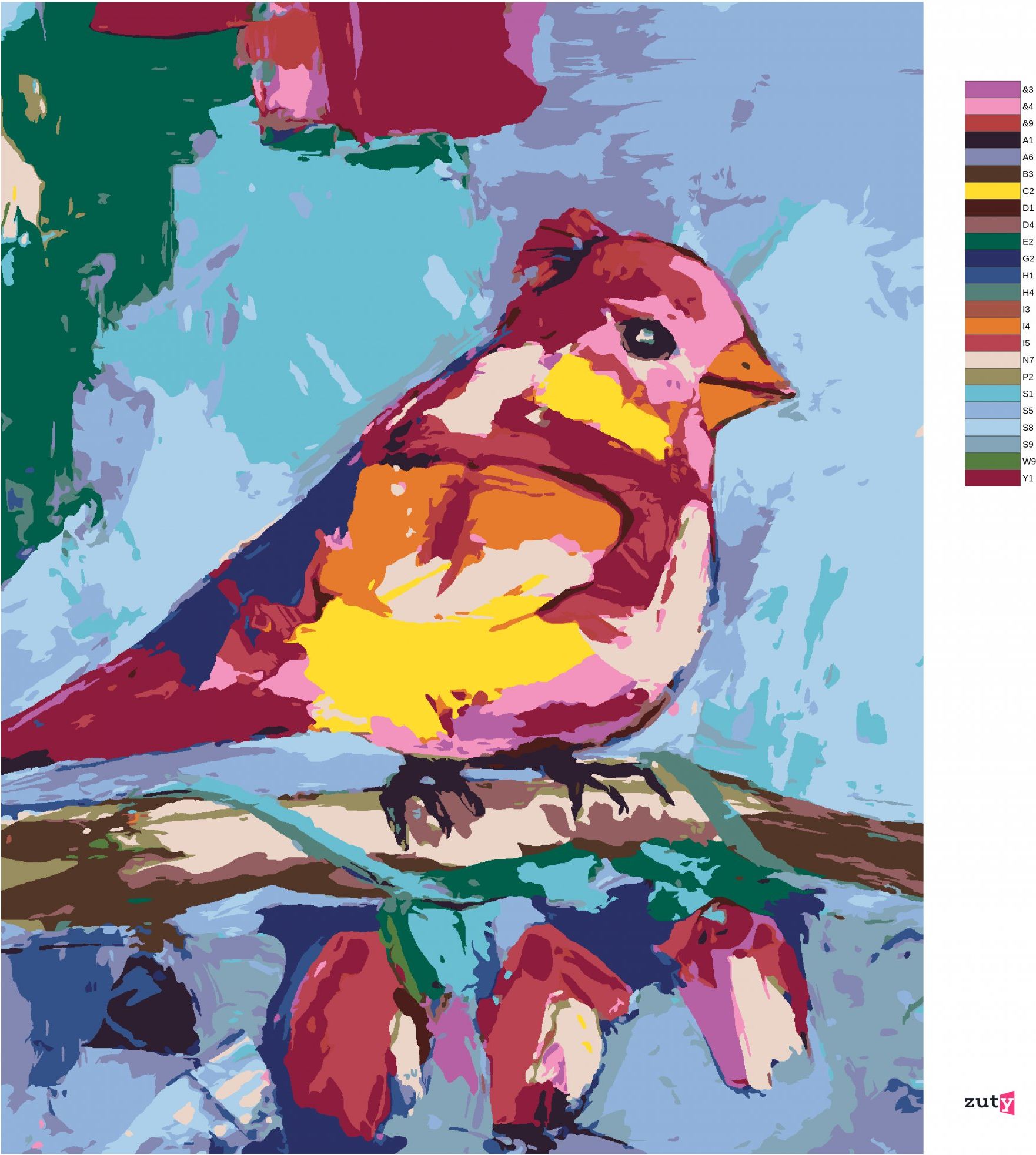 zuty Malování podle čísel - BAREVNÝ PTÁČEK NA VĚTVI - Rozměr: 40x50 cm, Rámování: Varianta: vypnuté plátno na rám - obrázek 10