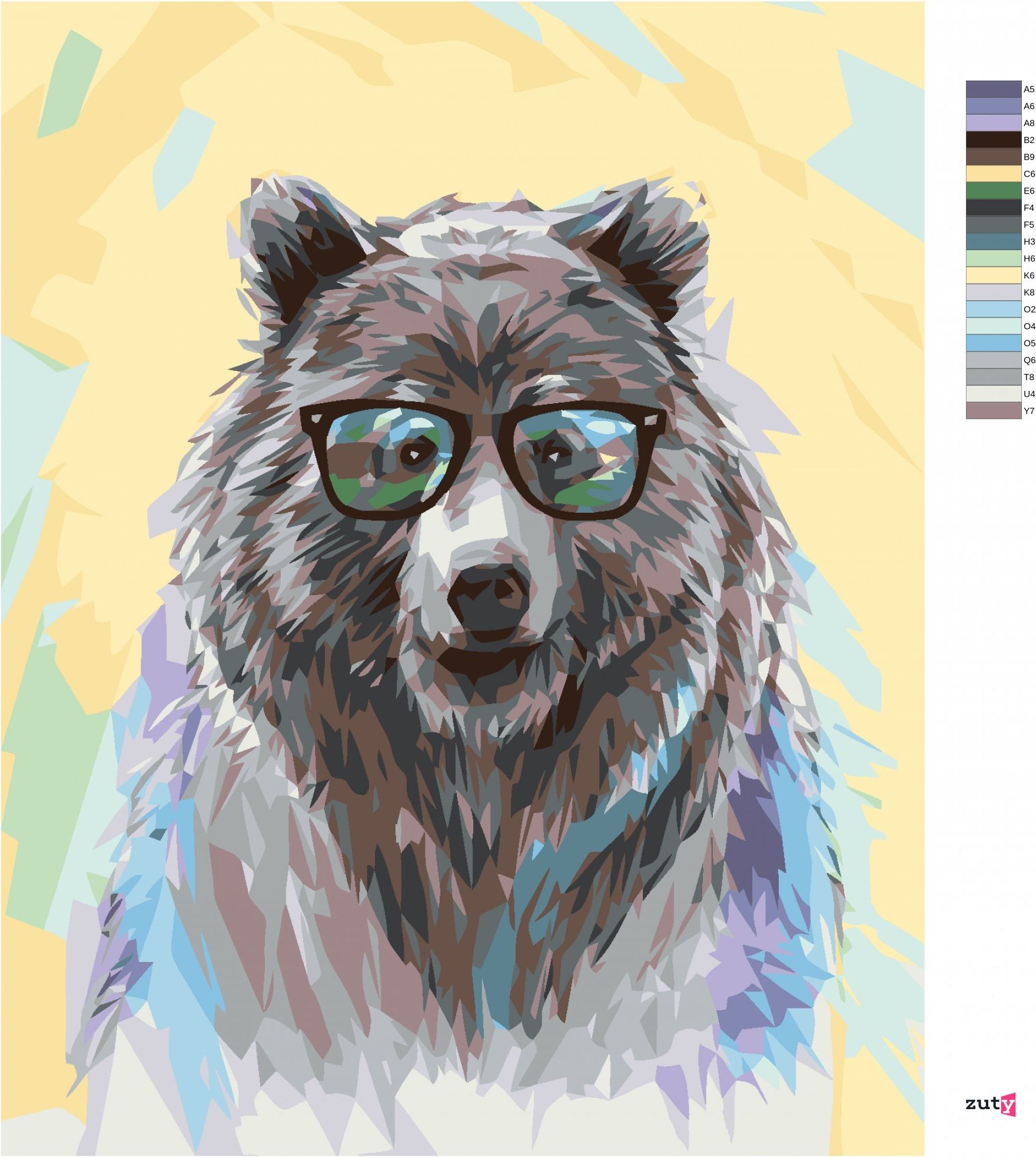 zuty Malování podle čísel - MEDVĚD S BRÝLEMI - Rozměr: 40x50 cm, Rámování: Varianta: vypnuté plátno na rám - obrázek 5