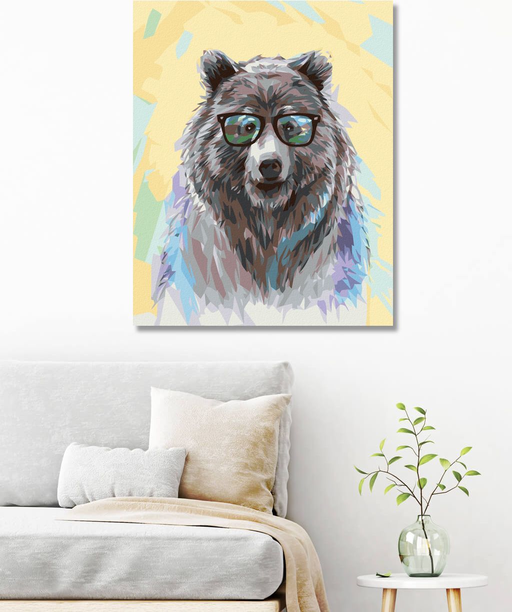 zuty Malování podle čísel - MEDVĚD S BRÝLEMI - Rozměr: 40x50 cm, Rámování: Varianta: vypnuté plátno na rám - obrázek 6