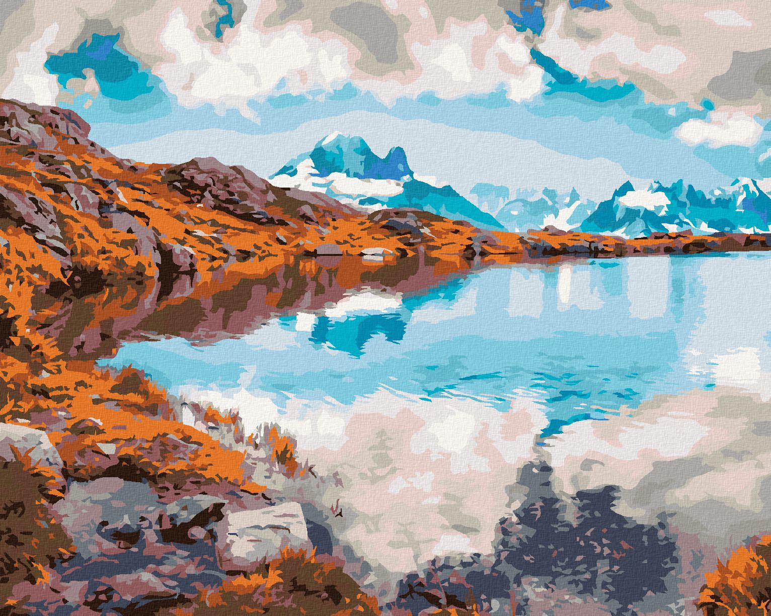 zuty Malování podle čísel - RÁNO NA JEZEŘE LAC BLANC - Rozměr: 40x50 cm, Rámování: Varianta: bez rámu a bez vypnutí plátna - obrázek 1