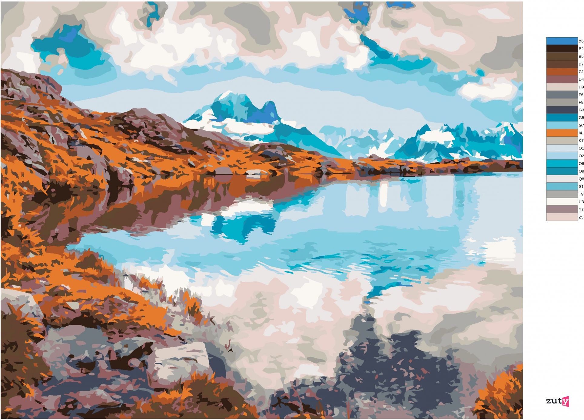 zuty Malování podle čísel - RÁNO NA JEZEŘE LAC BLANC - Rozměr: 40x50 cm, Rámování: Varianta: bez rámu a bez vypnutí plátna - obrázek 10