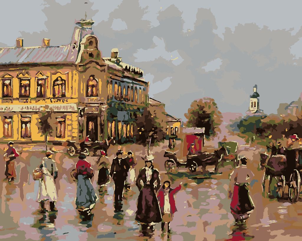 zuty Malování podle čísel - VENKOVSKÉ NÁMĚSTÍ - Rozměr: 40x50 cm, Rámování: Varianta: vypnuté plátno na rám - obrázek 10