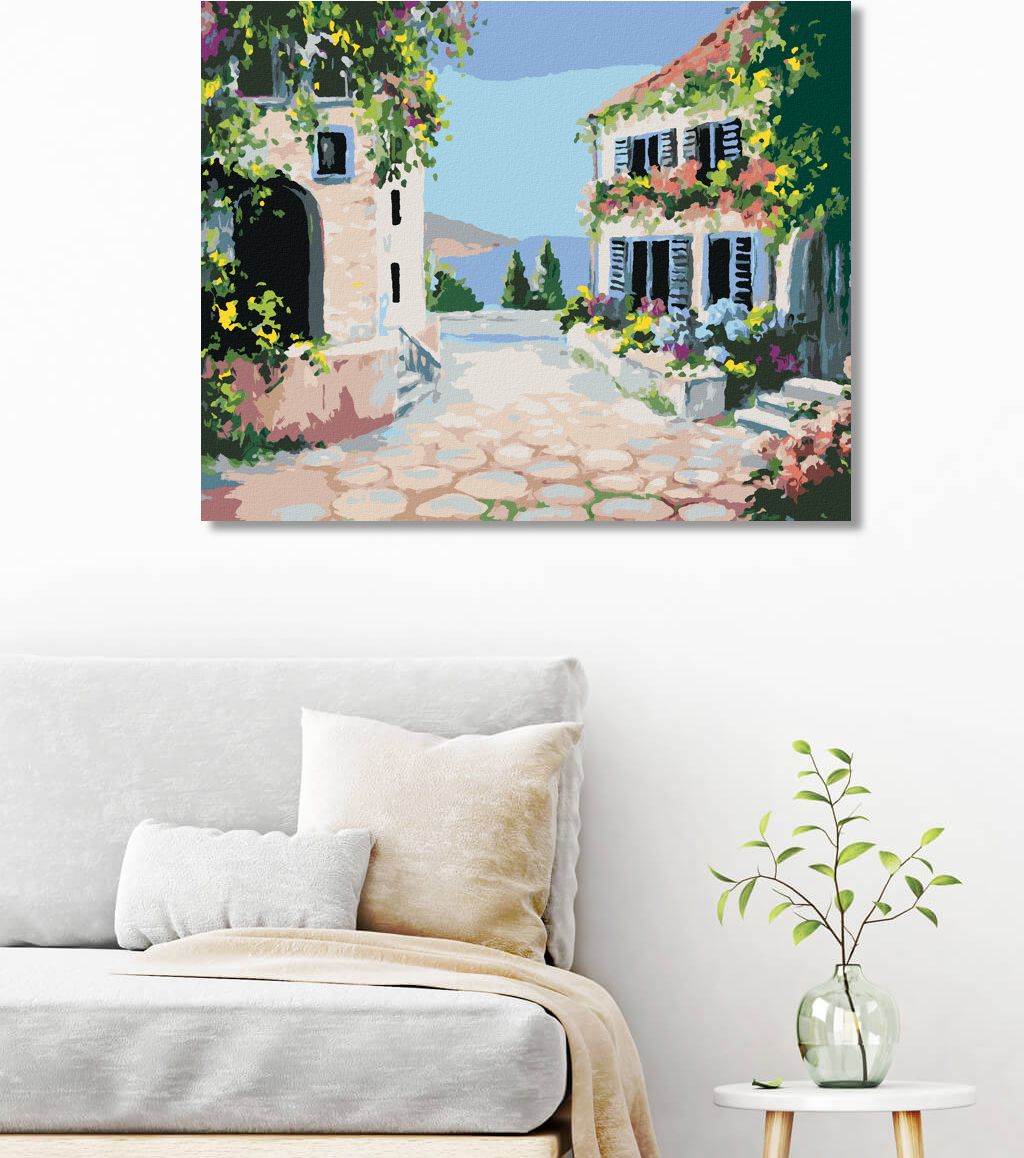 zuty Malování podle čísel - KVĚTINOVÝ DŮM U MOŘE - Rozměr: 40x50 cm, Rámování: Varianta: vypnuté plátno na rám - obrázek 10