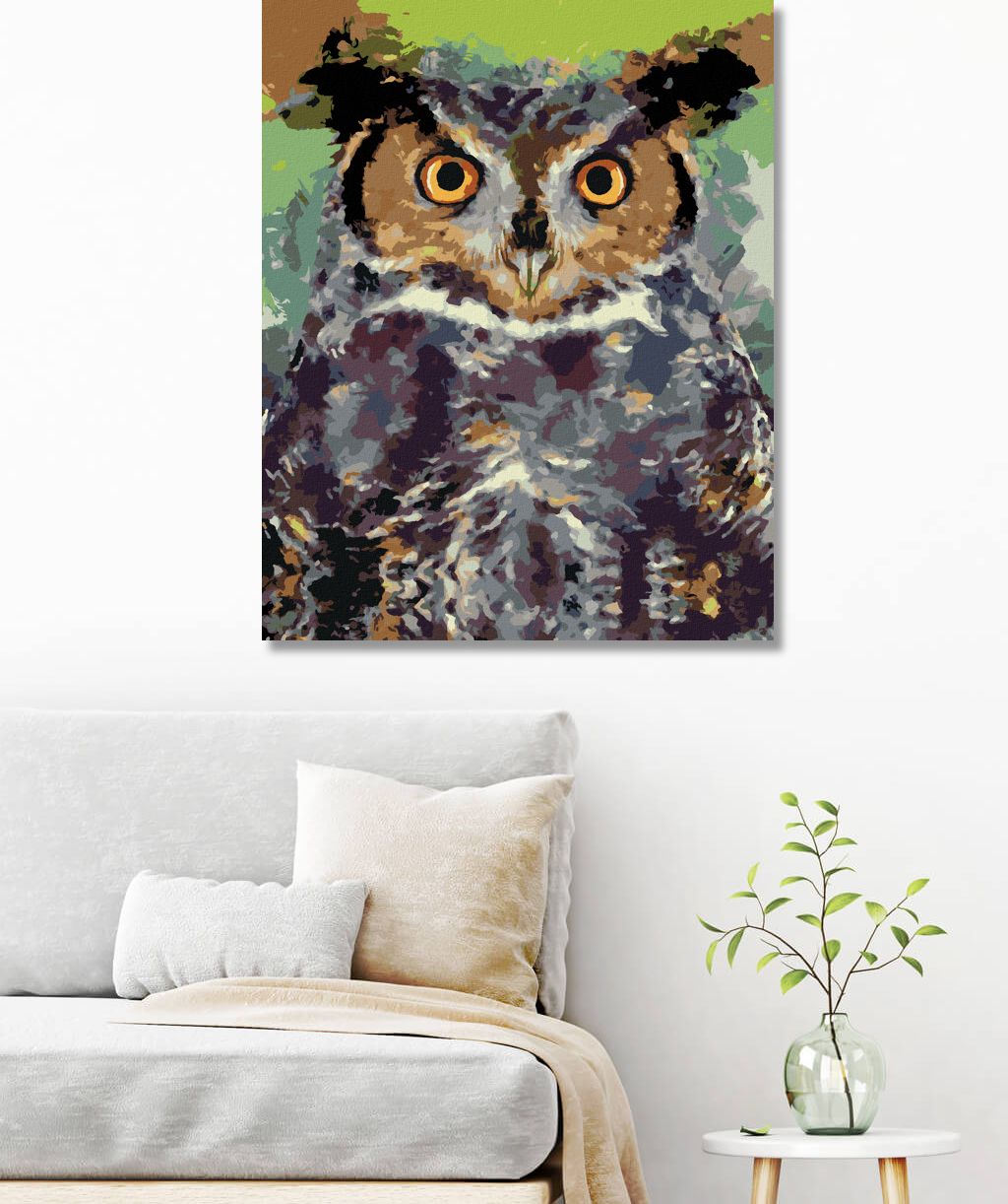 zuty Malování podle čísel - BAREVNÁ SOVA II - Rozměr: 40x50 cm, Rámování: Varianta: bez rámu a bez vypnutí plátna - obrázek 3