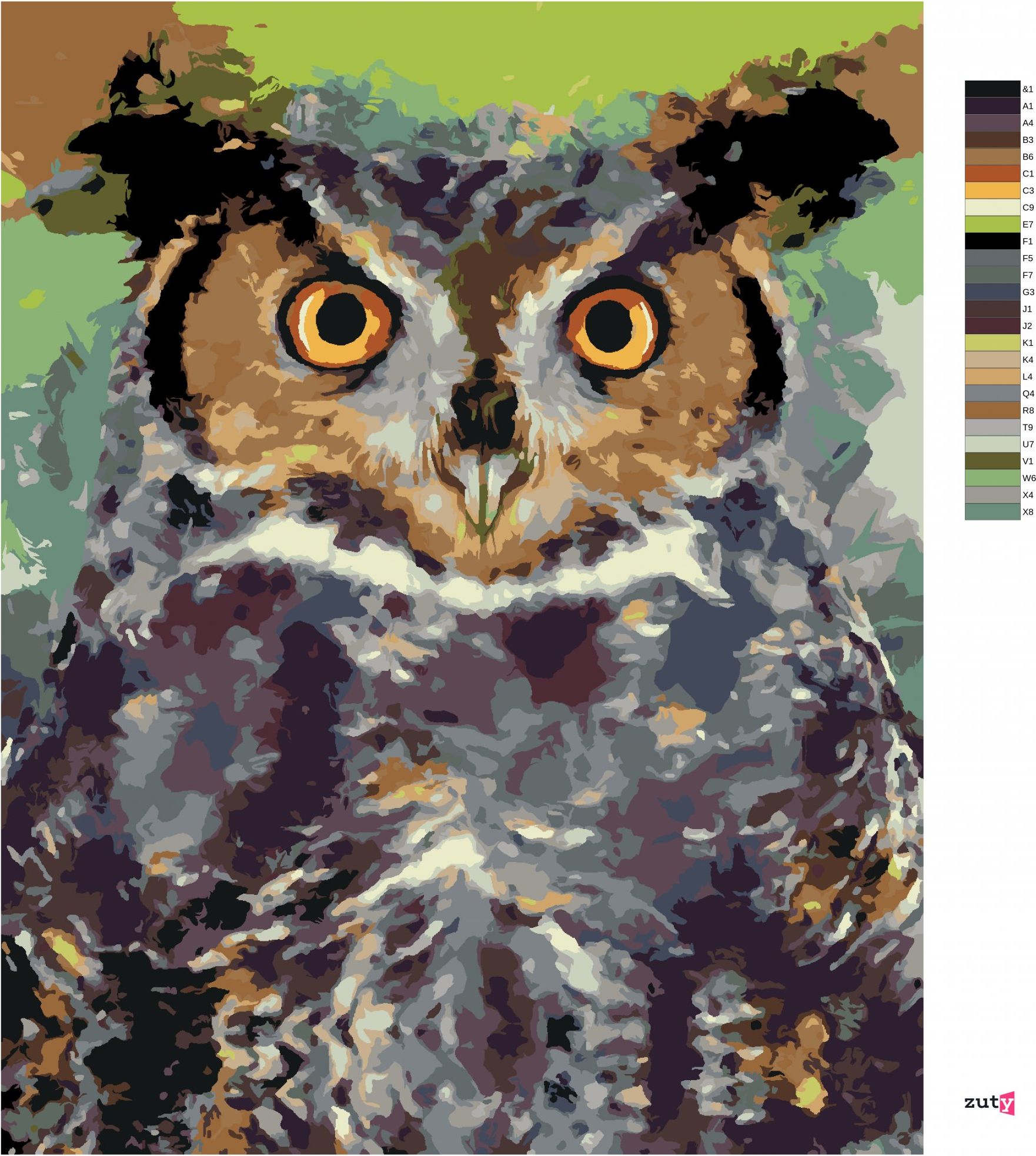 zuty Malování podle čísel - BAREVNÁ SOVA II - Rozměr: 40x50 cm, Rámování: Varianta: vypnuté plátno na rám - obrázek 9