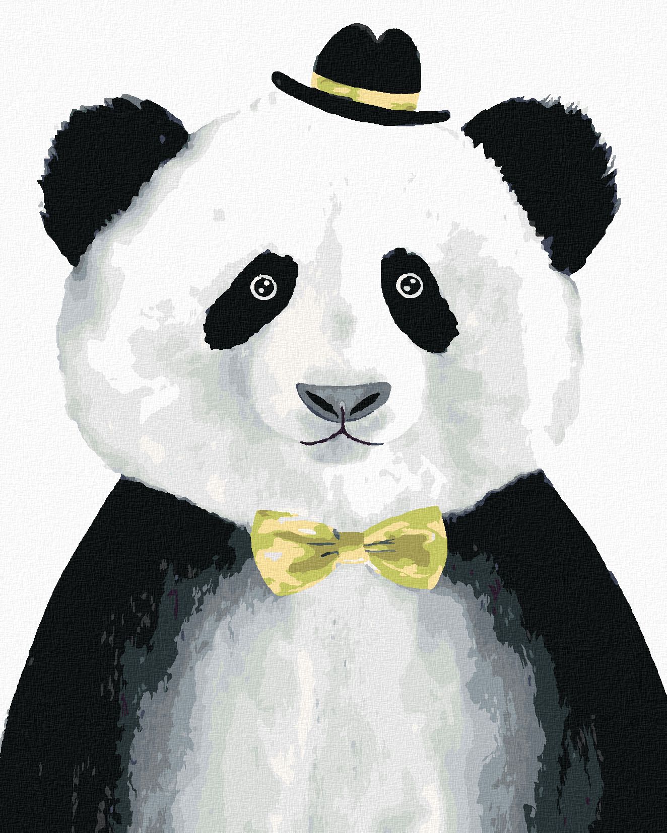 zuty Malování podle čísel - PANDA S KLOBOUČKEM - Rozměr: 40x50 cm, Rámování: Varianta: bez rámu a bez vypnutí plátna - obrázek 1