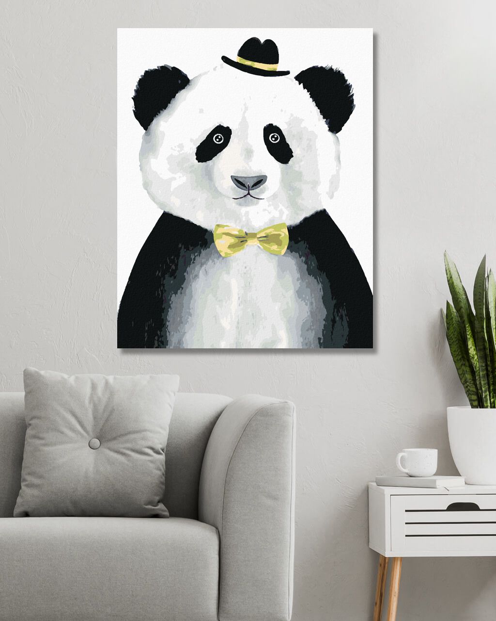 zuty Malování podle čísel - PANDA S KLOBOUČKEM - Rozměr: 40x50 cm, Rámování: Varianta: bez rámu a bez vypnutí plátna - obrázek 3