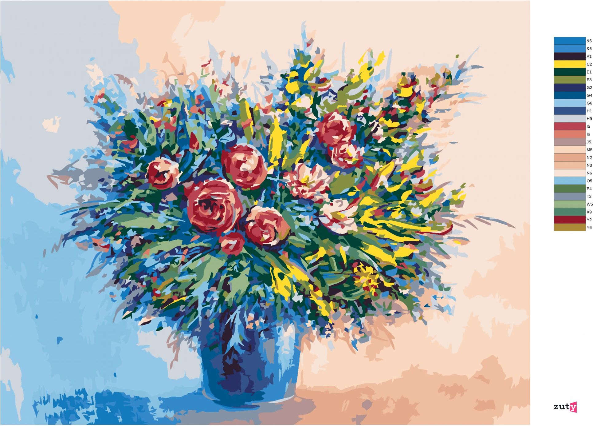 zuty Malování podle čísel - OBROVSKÁ KYTICE JARNÍCH KVĚTIN - Rozměr: 40x50 cm, Rámování: Varianta: vypnuté plátno na rám - obrázek 2