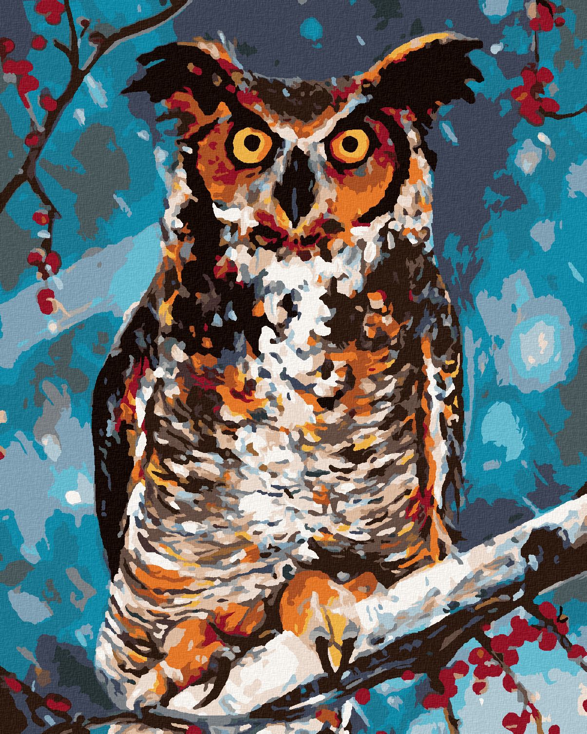 zuty Malování podle čísel - SOVA V LESE - Rozměr: 40x50 cm, Rámování: Varianta: bez rámu a bez vypnutí plátna - obrázek 1