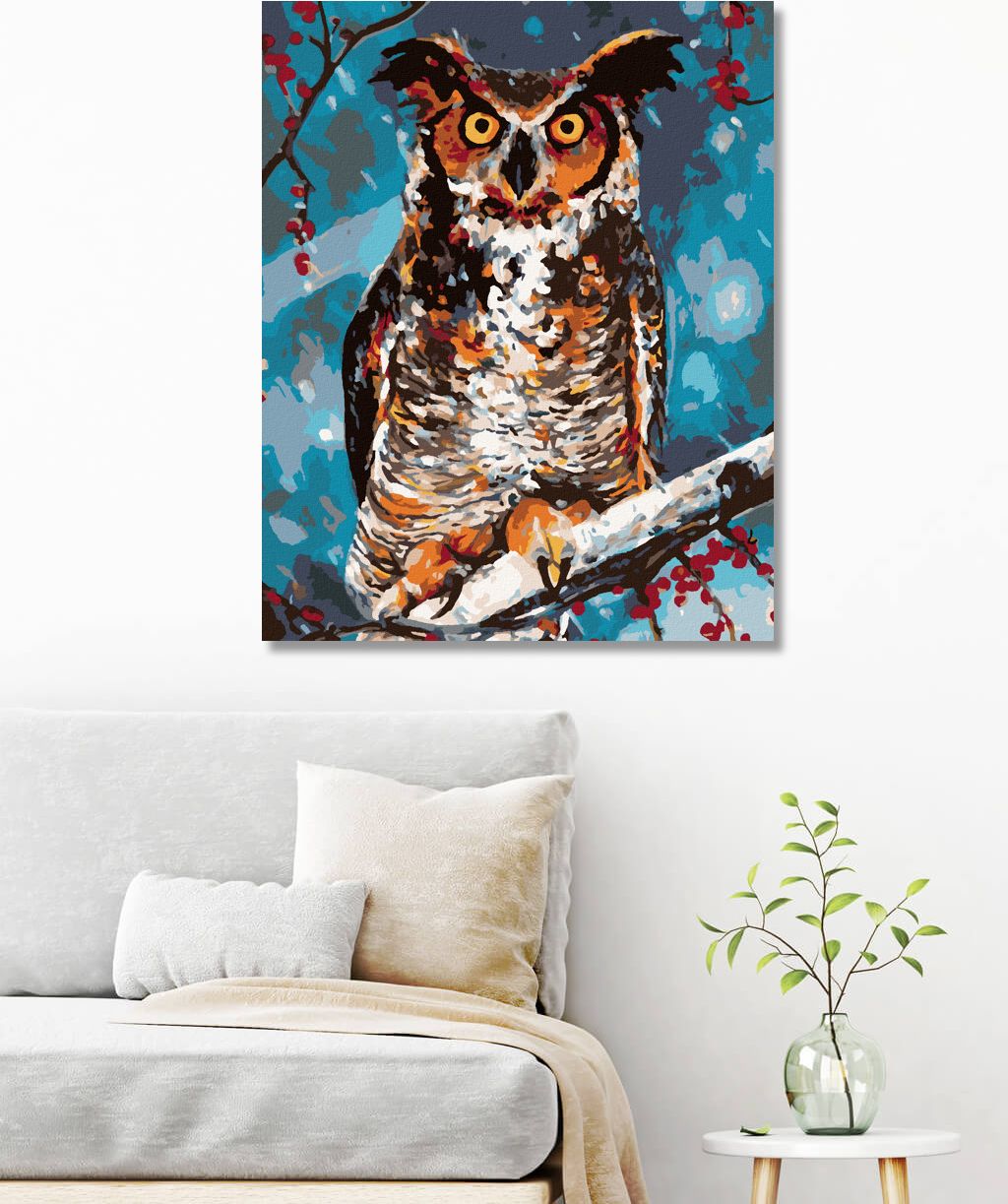 zuty Malování podle čísel - SOVA V LESE - Rozměr: 40x50 cm, Rámování: Varianta: bez rámu a bez vypnutí plátna - obrázek 2
