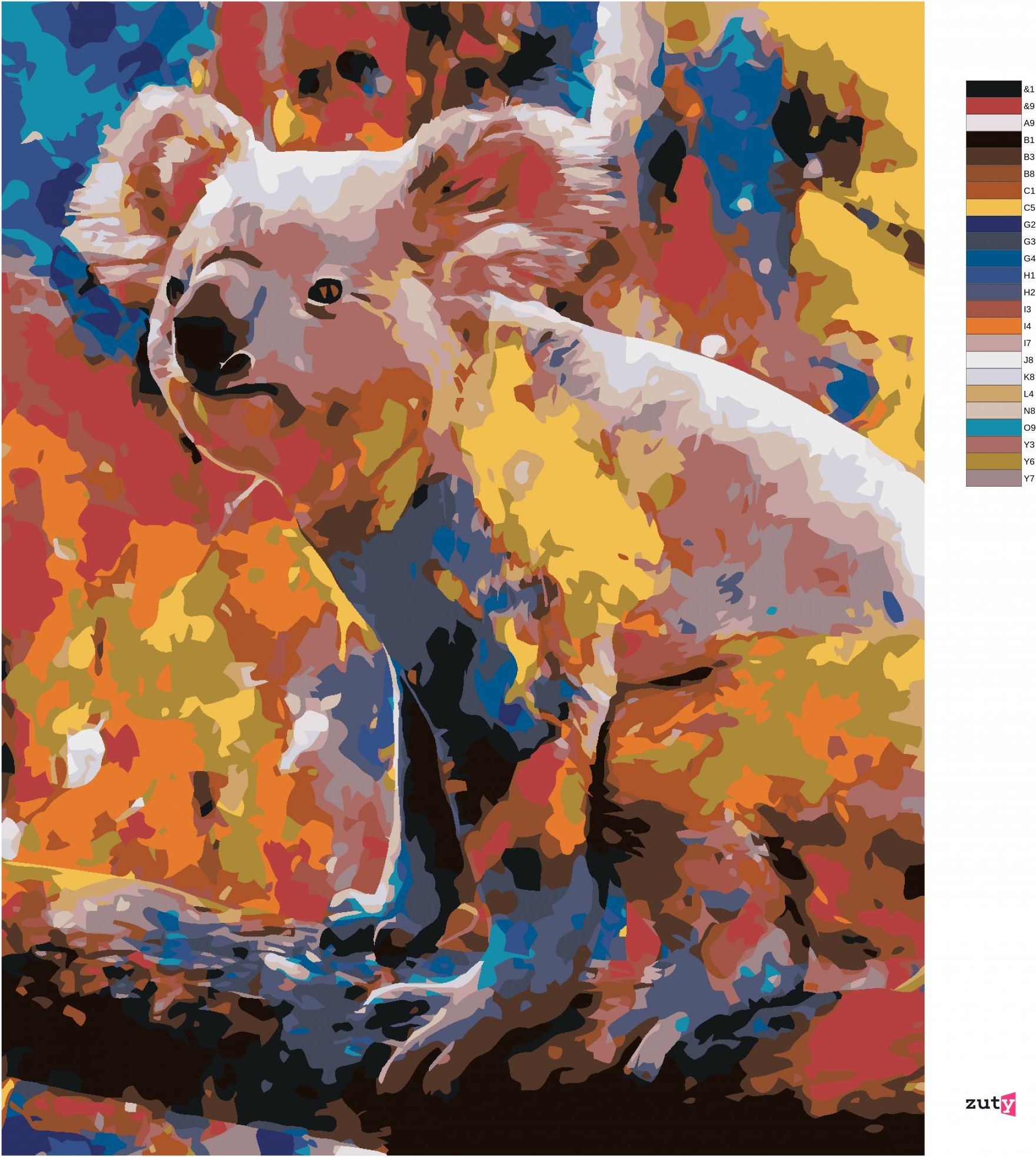 zuty Malování podle čísel - BAREVNÁ KOALA - Rozměr: 40x50 cm, Rámování: Varianta: vypnuté plátno na rám - obrázek 6