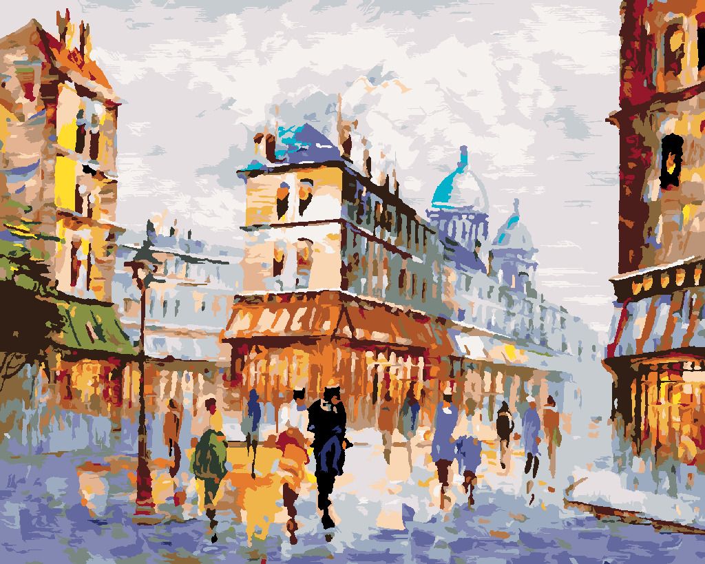 zuty Malování podle čísel - POHLED NA ULICI PAŘÍŽ - Rozměr: 40x50 cm, Rámování: Varianta: vypnuté plátno na rám - obrázek 7