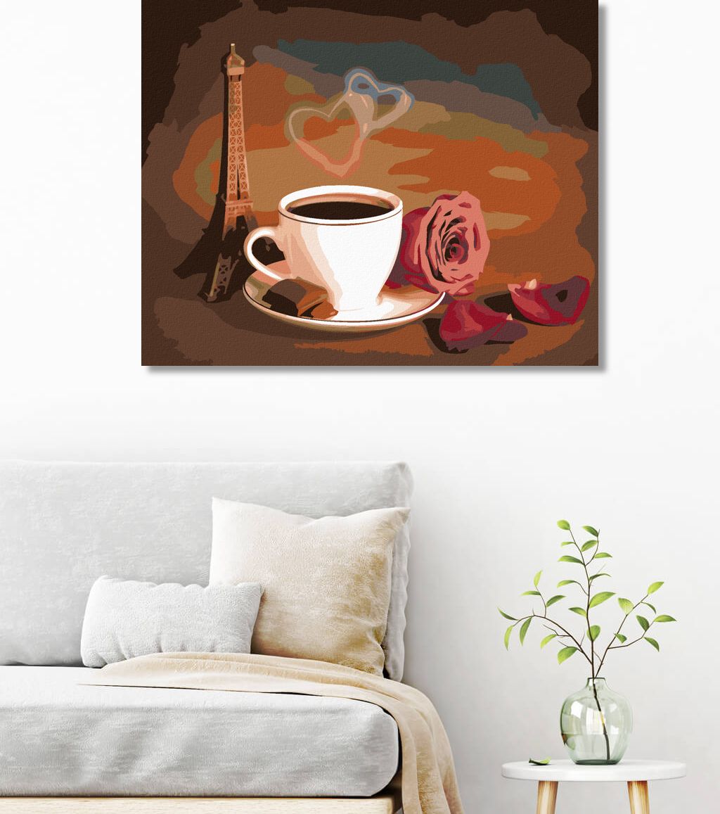 zuty Malování podle čísel - KÁVA, ČOKOLÁDA A EIFFELOVA VĚŽ - Rozměr: 40x50 cm, Rámování: Varianta: bez rámu a bez vypnutí plátna - obrázek 4