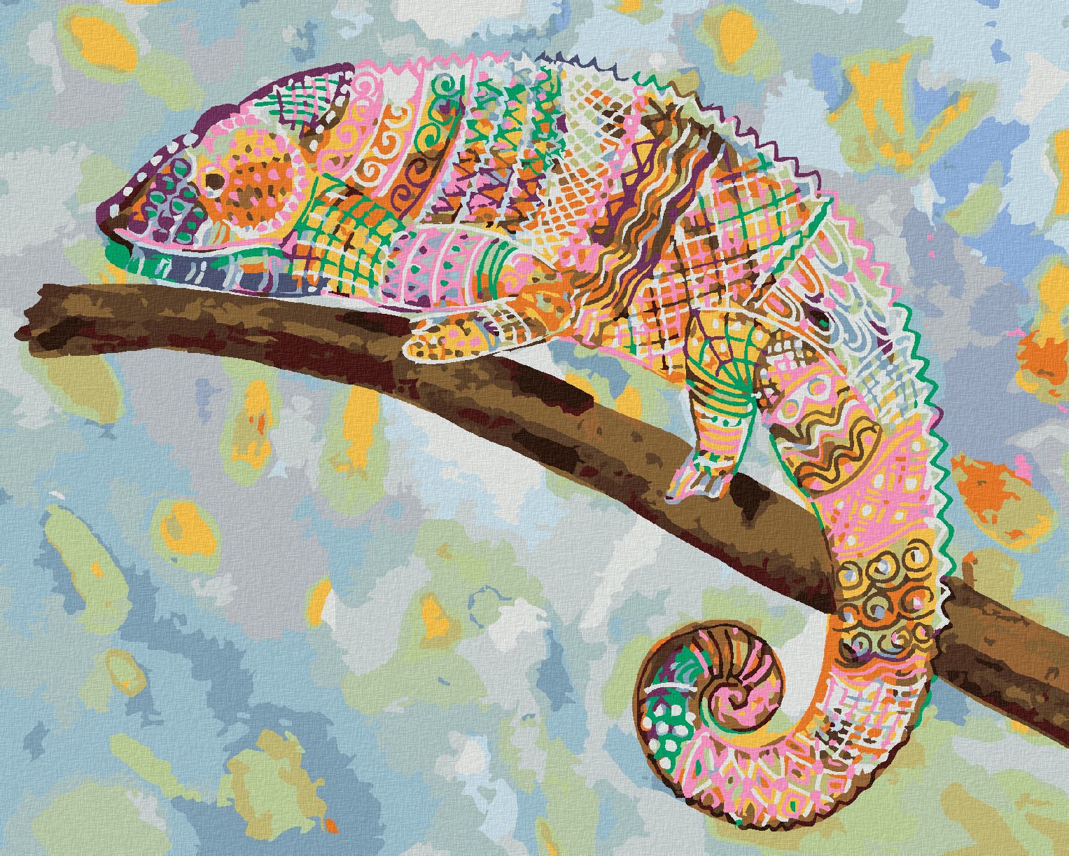 zuty Malování podle čísel - PESTRÝ CHAMELEON - Rozměr: 40x50 cm, Rámování: Varianta: bez rámu a bez vypnutí plátna - obrázek 1