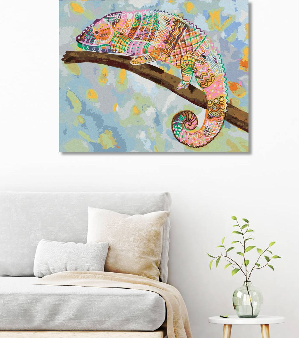 zuty Malování podle čísel - PESTRÝ CHAMELEON - Rozměr: 40x50 cm, Rámování: Varianta: vypnuté plátno na rám - obrázek 6