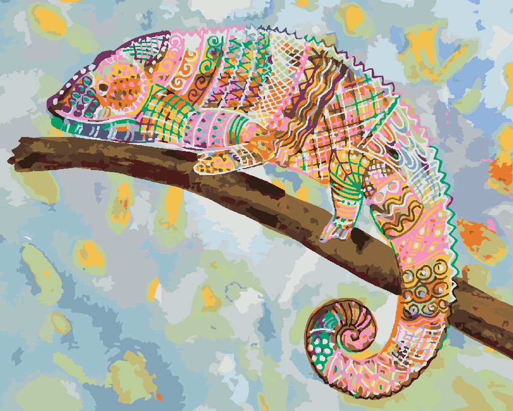 zuty Malování podle čísel - PESTRÝ CHAMELEON - Rozměr: 40x50 cm, Rámování: Varianta: vypnuté plátno na rám - obrázek 8