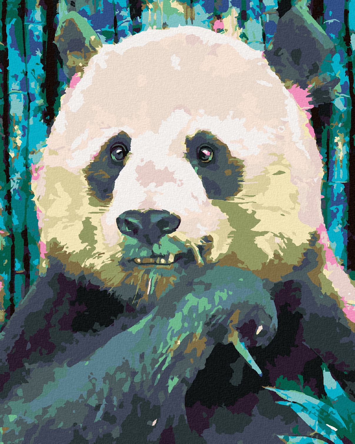 zuty Malování podle čísel - BAREVNÁ PANDA - Rozměr: 40x50 cm, Rámování: Varianta: vypnuté plátno na rám - obrázek 1