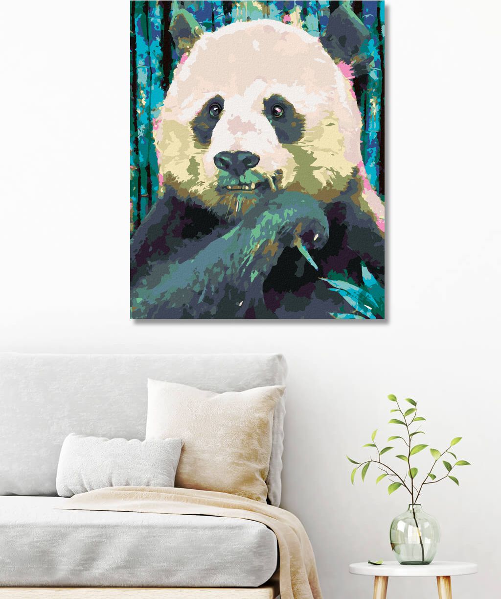 zuty Malování podle čísel - BAREVNÁ PANDA - Rozměr: 40x50 cm, Rámování: Varianta: vypnuté plátno na rám - obrázek 6