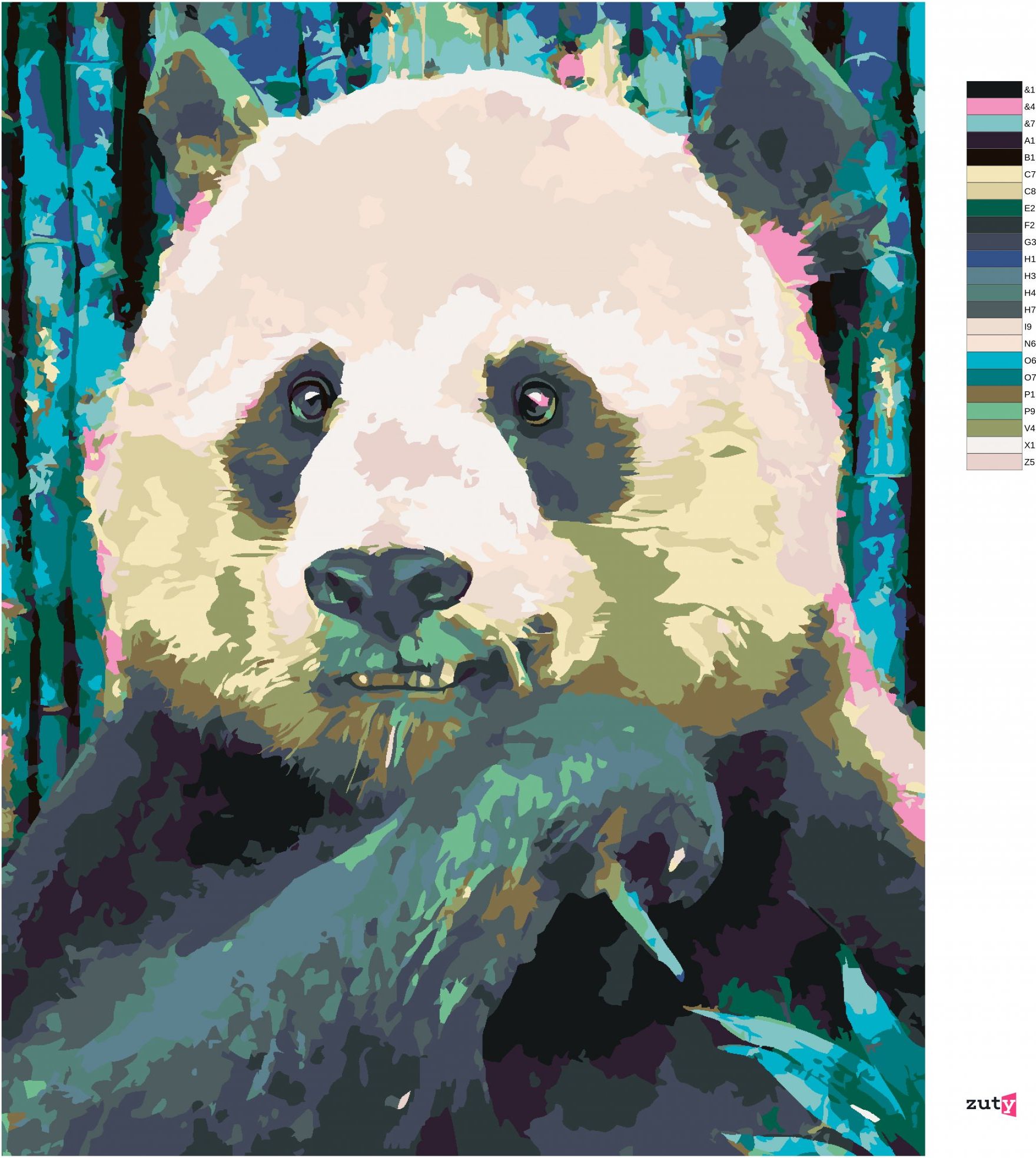 zuty Malování podle čísel - BAREVNÁ PANDA - Rozměr: 40x50 cm, Rámování: Varianta: vypnuté plátno na rám - obrázek 10