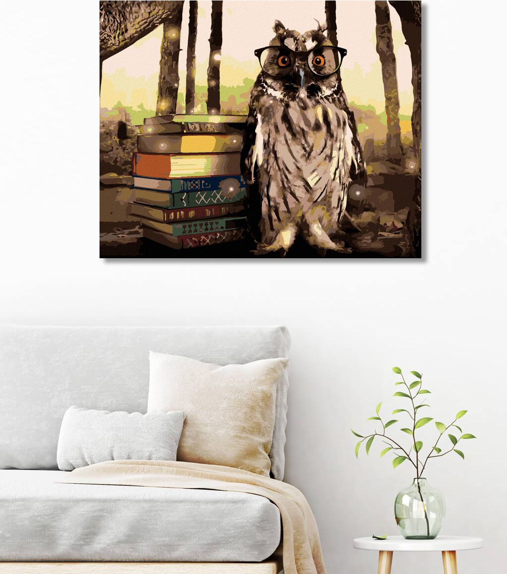 zuty Malování podle čísel - SOVA S KNIHAMI - Rozměr: 40x50 cm, Rámování: Varianta: bez rámu a bez vypnutí plátna - obrázek 6
