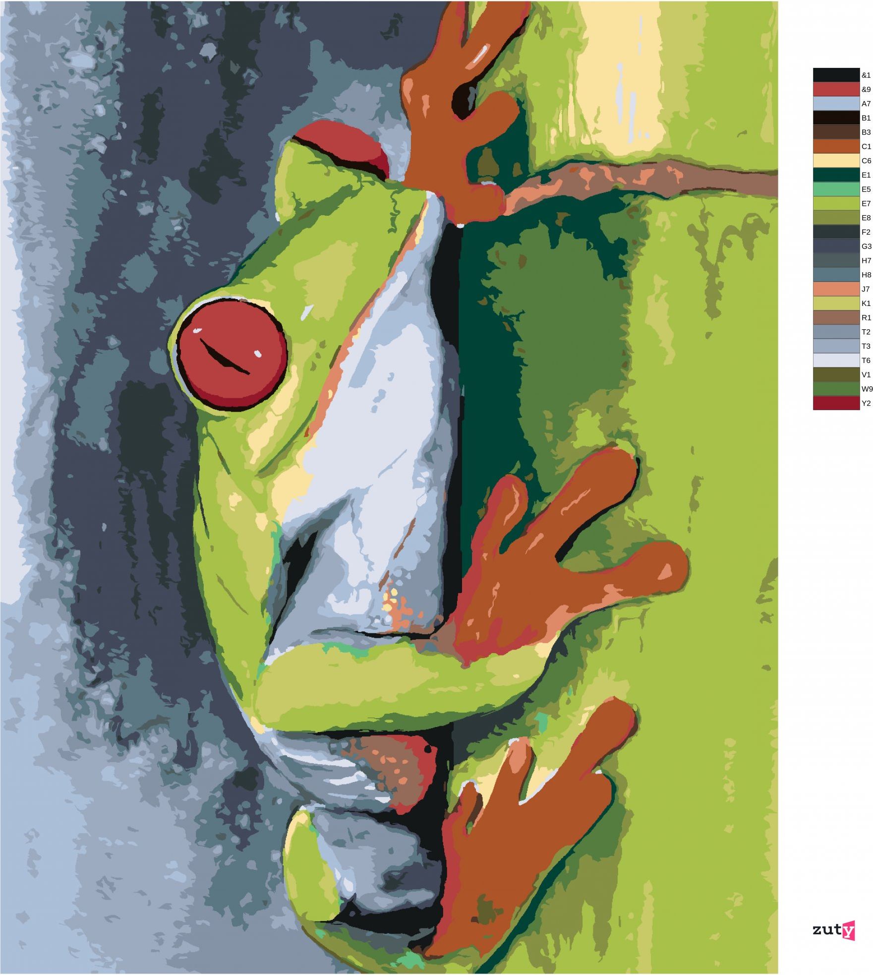 zuty Malování podle čísel - ŽÁBA NA BAMBUSU - Rozměr: 40x50 cm, Rámování: Varianta: vypnuté plátno na rám - obrázek 9