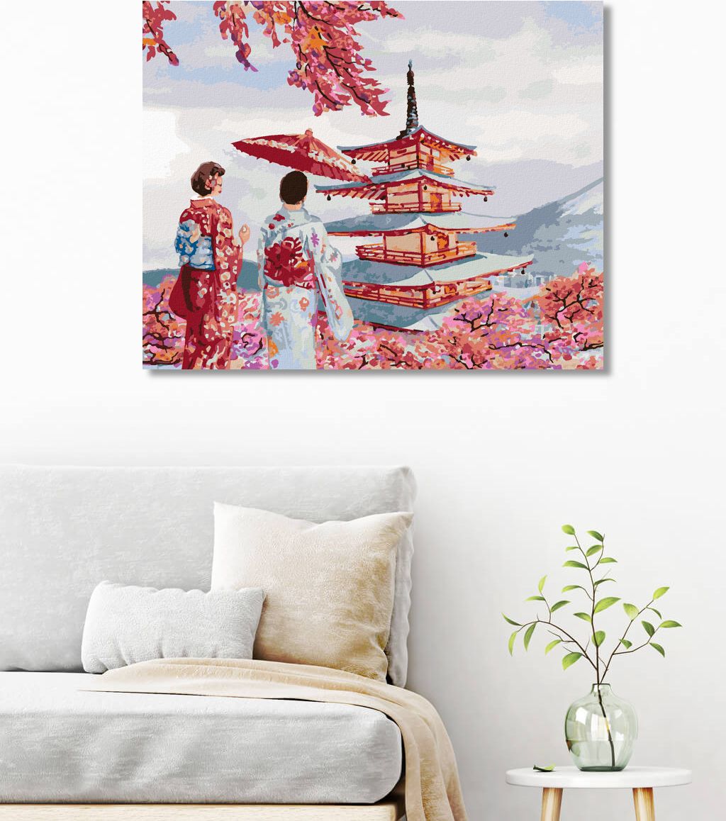 zuty Malování podle čísel - PÁR V KIMONU JAPONSKO - Rozměr: 40x50 cm, Rámování: Varianta: vypnuté plátno na rám - obrázek 5