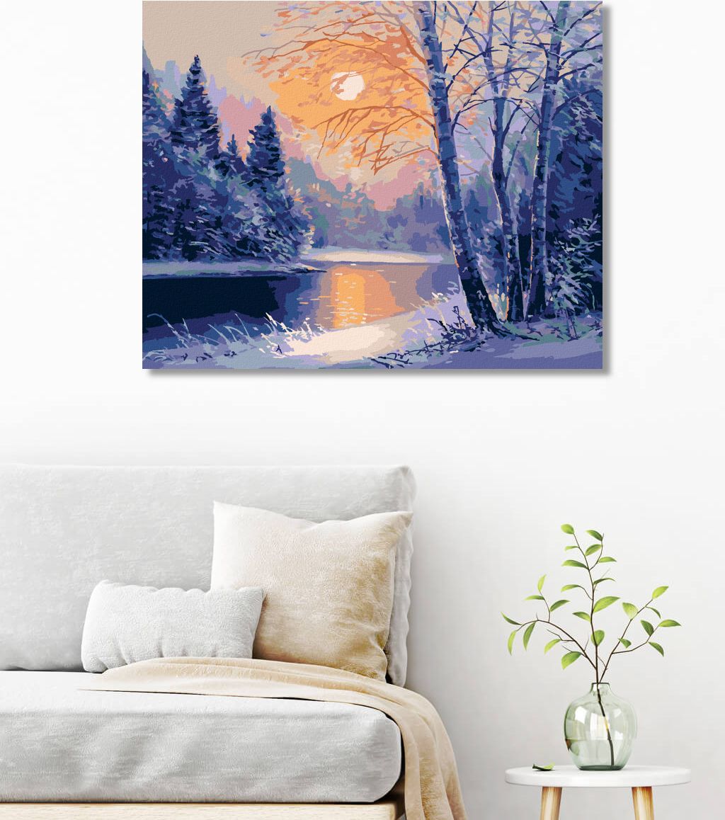 zuty Malování podle čísel - ZIMNÍ ŘEKA A HOLÉ STROMY - Rozměr: 40x50 cm, Rámování: Varianta: bez rámu a bez vypnutí plátna - obrázek 9
